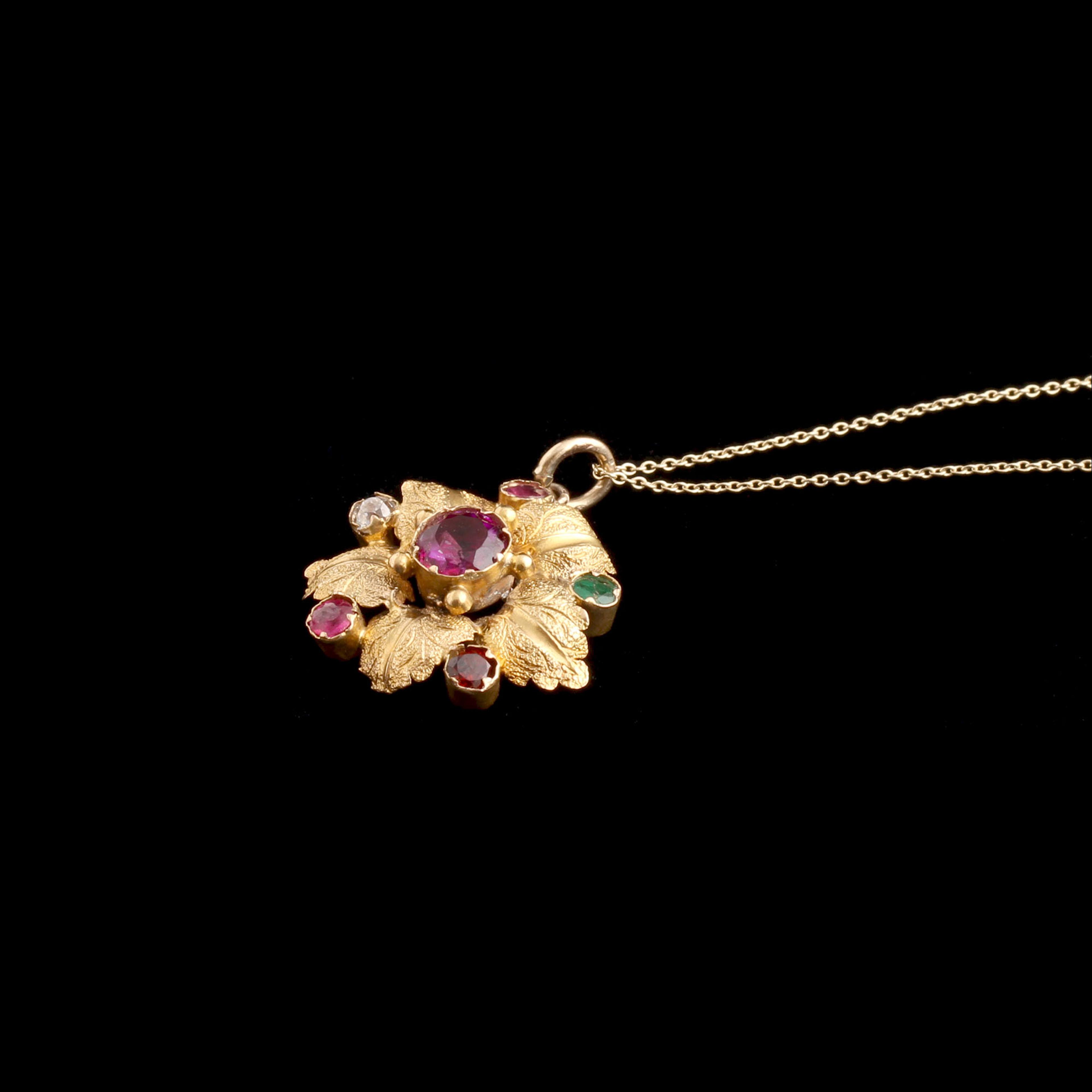 Victorian Acrostic "Regard" Pansy Pendant