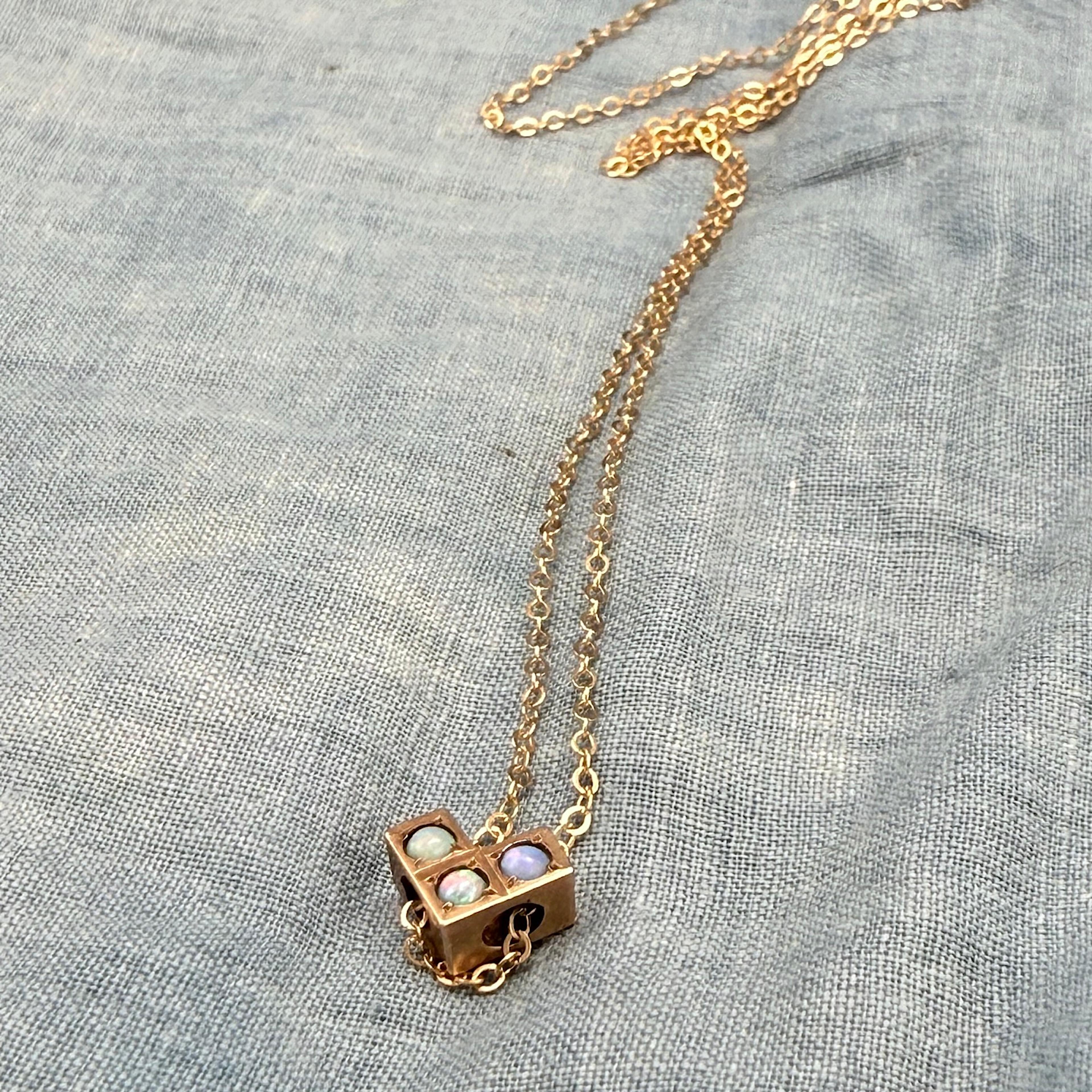 3 Opal Tetris Corner Slide Necklace