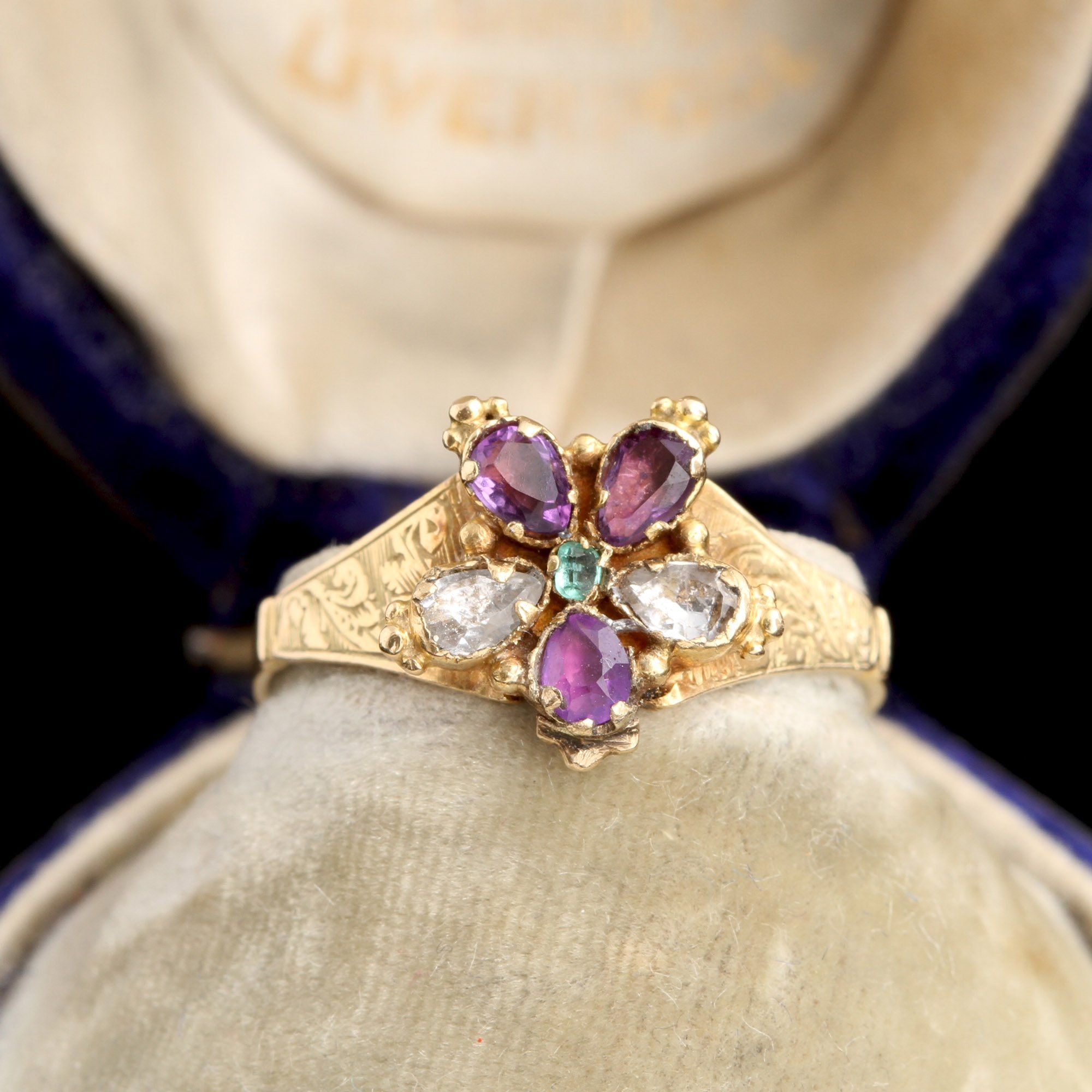 Early Victorian Gemstone Pansy Ring
