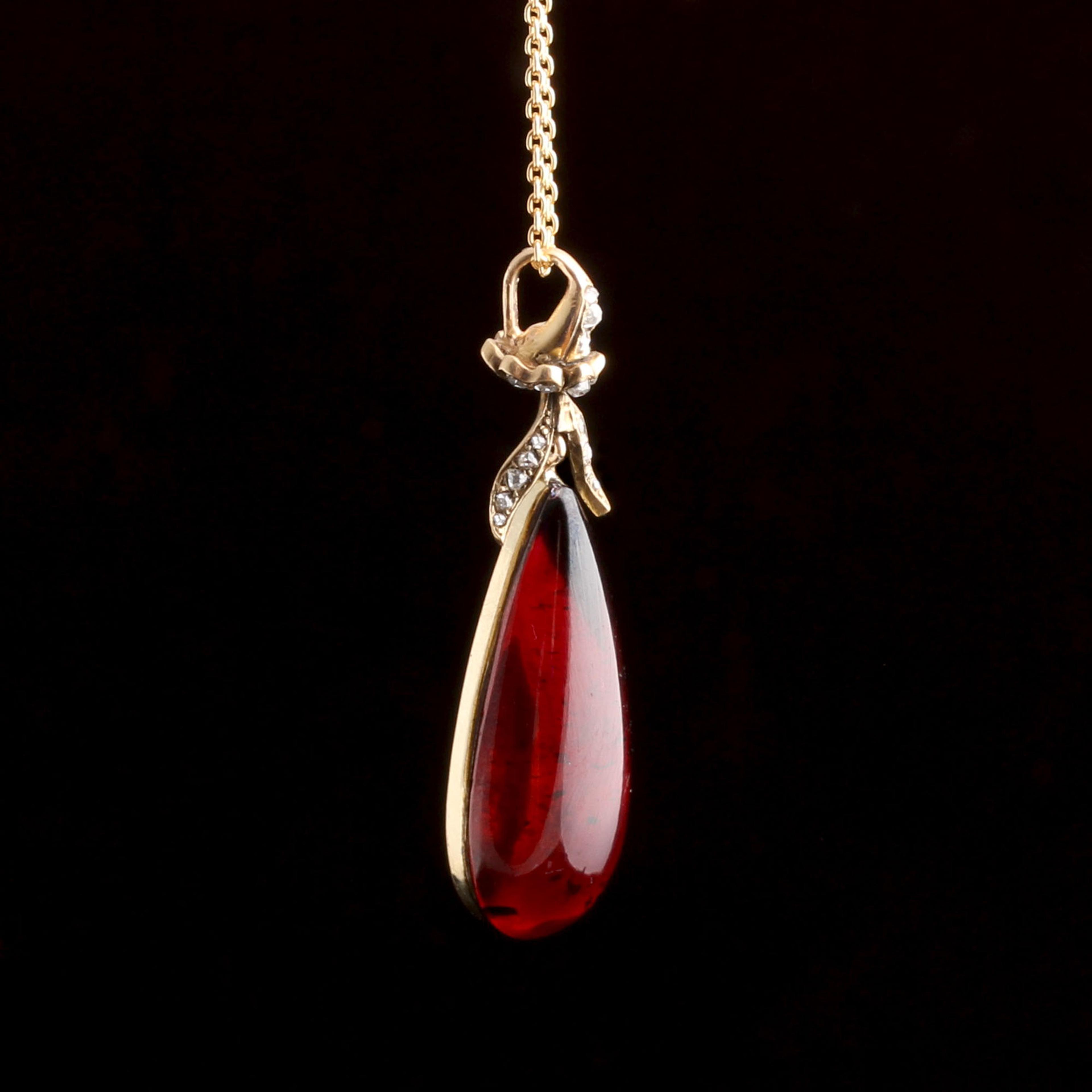 Detail of Mid Victorian Diamond & Garnet Pendant