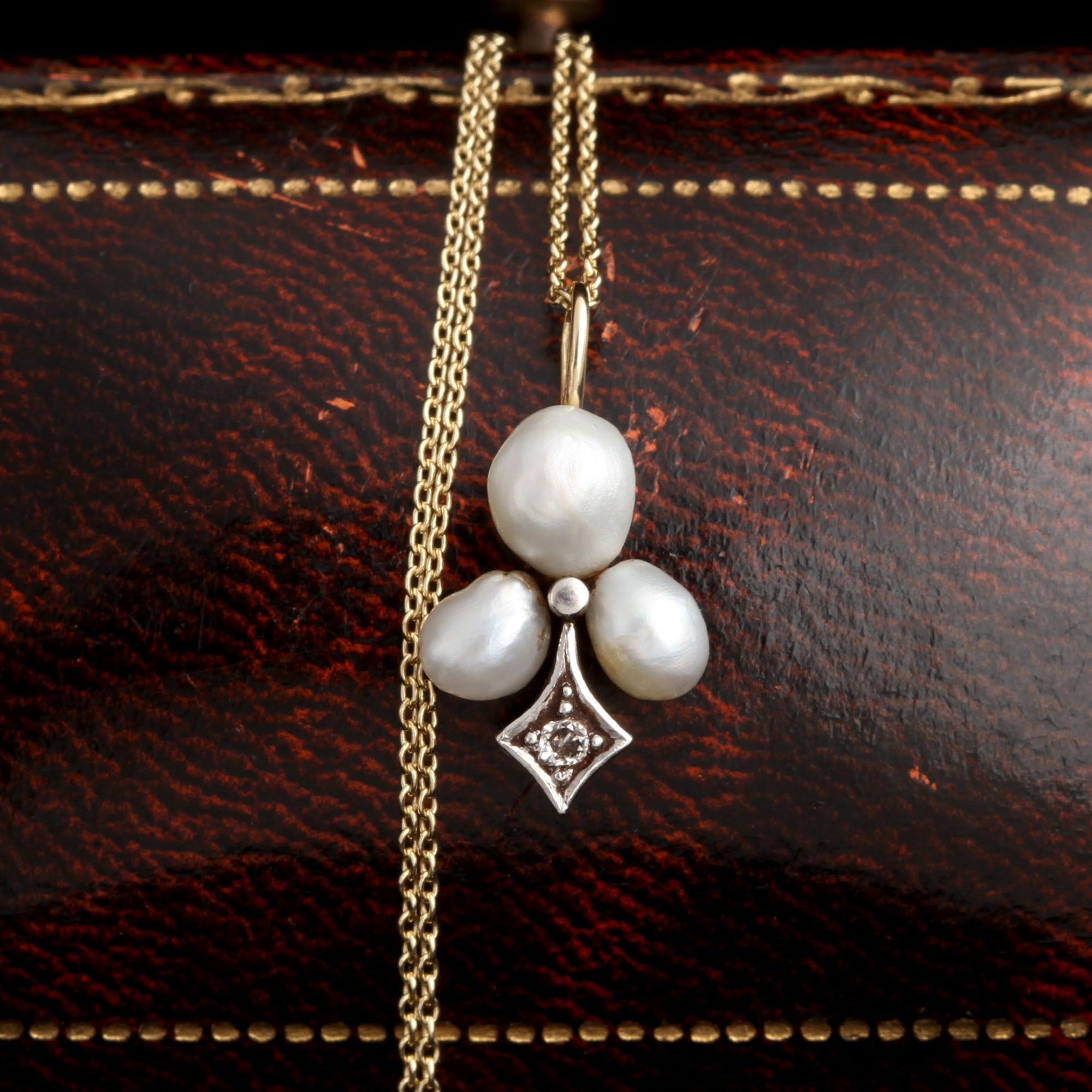 Victorian Pearl & Diamond Club Suit Necklace