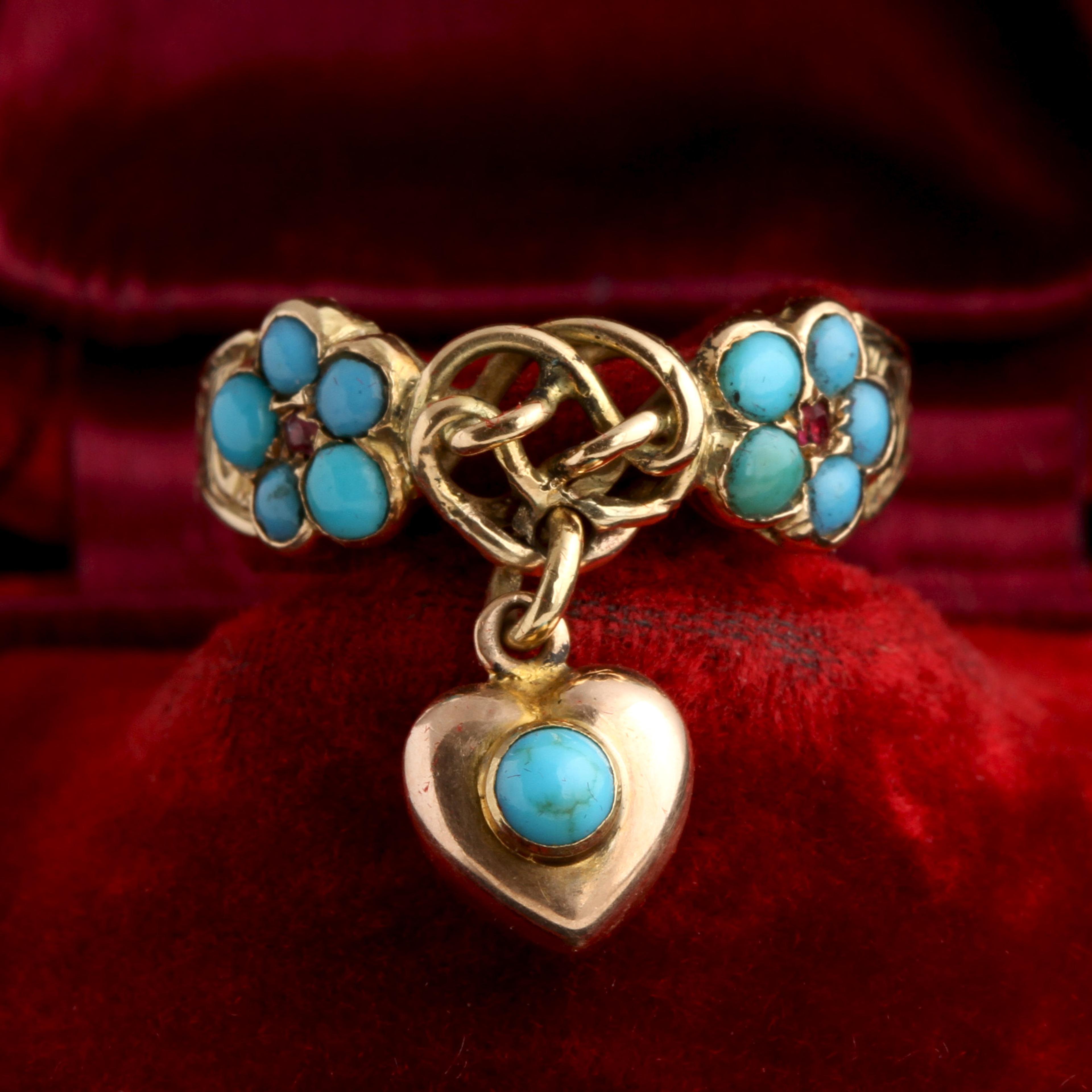 Detail of Victorian Forget Me Not & Heart Love Knot Ring