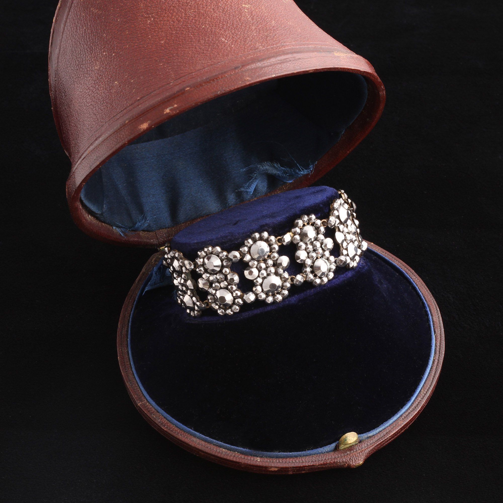 Georgian Double Cluster Cut Steel Bracelet