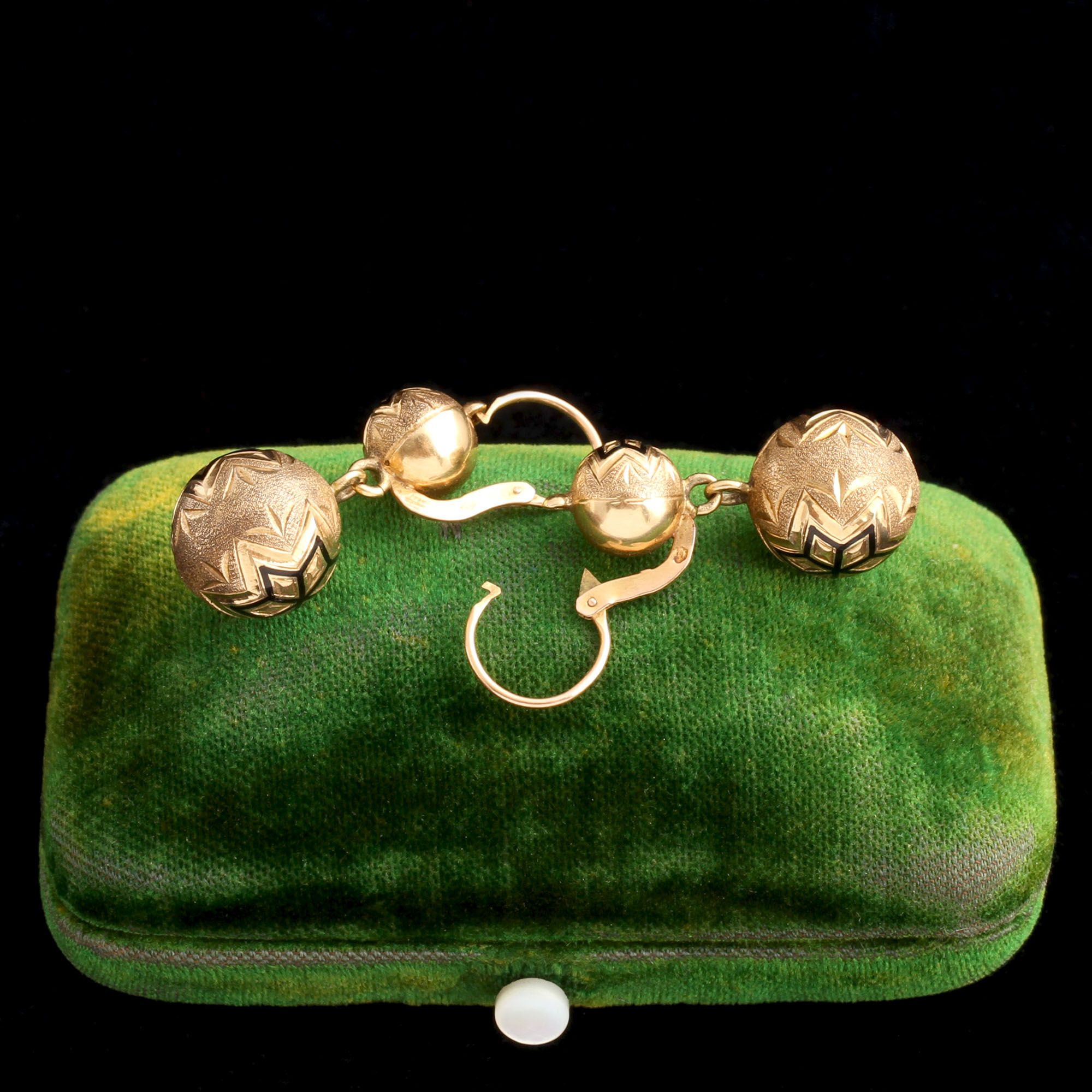 19th Century French Enamel Tracery Orb Drop Earrings — Erica Weiner