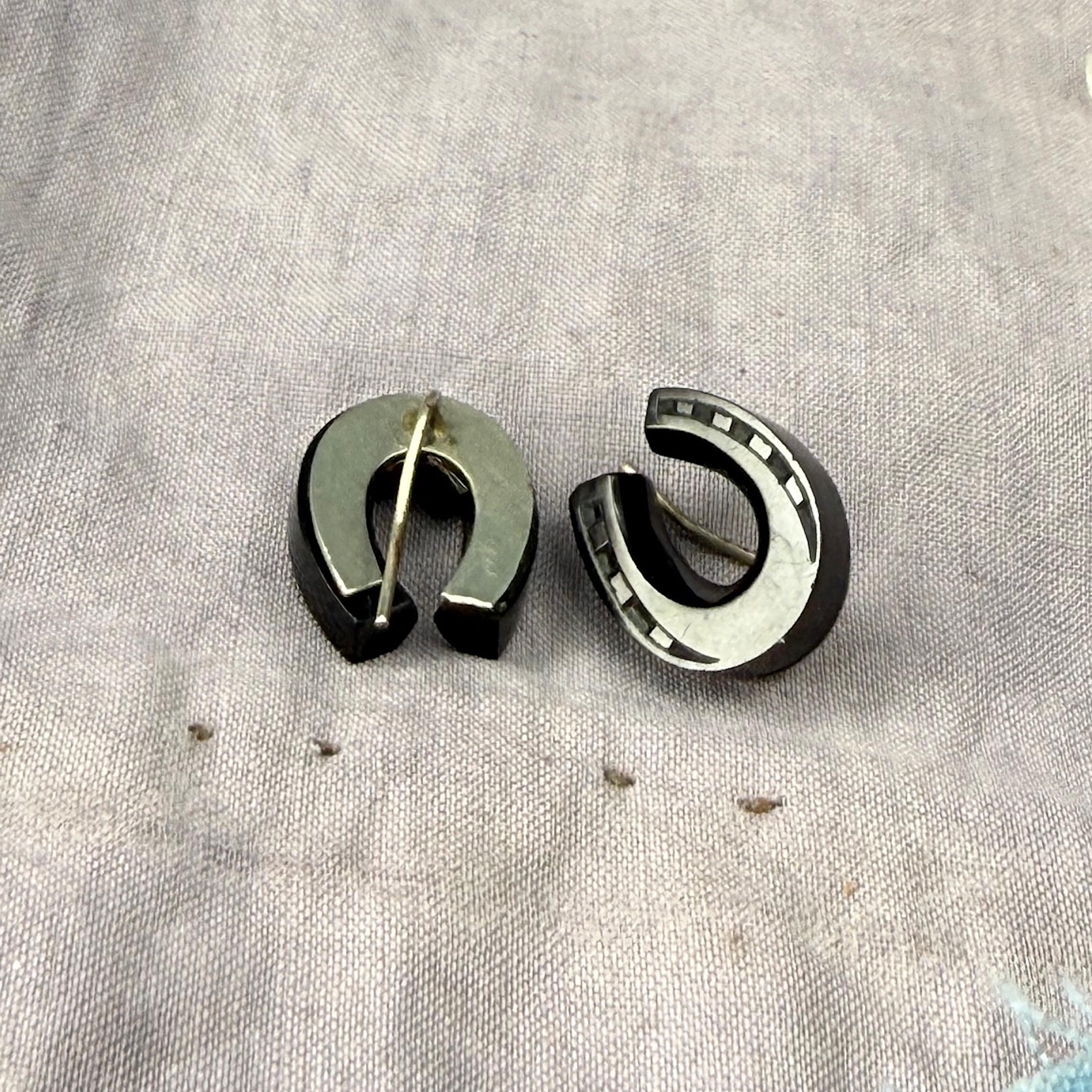 Celluloid "Jet" Horseshoe Earrings