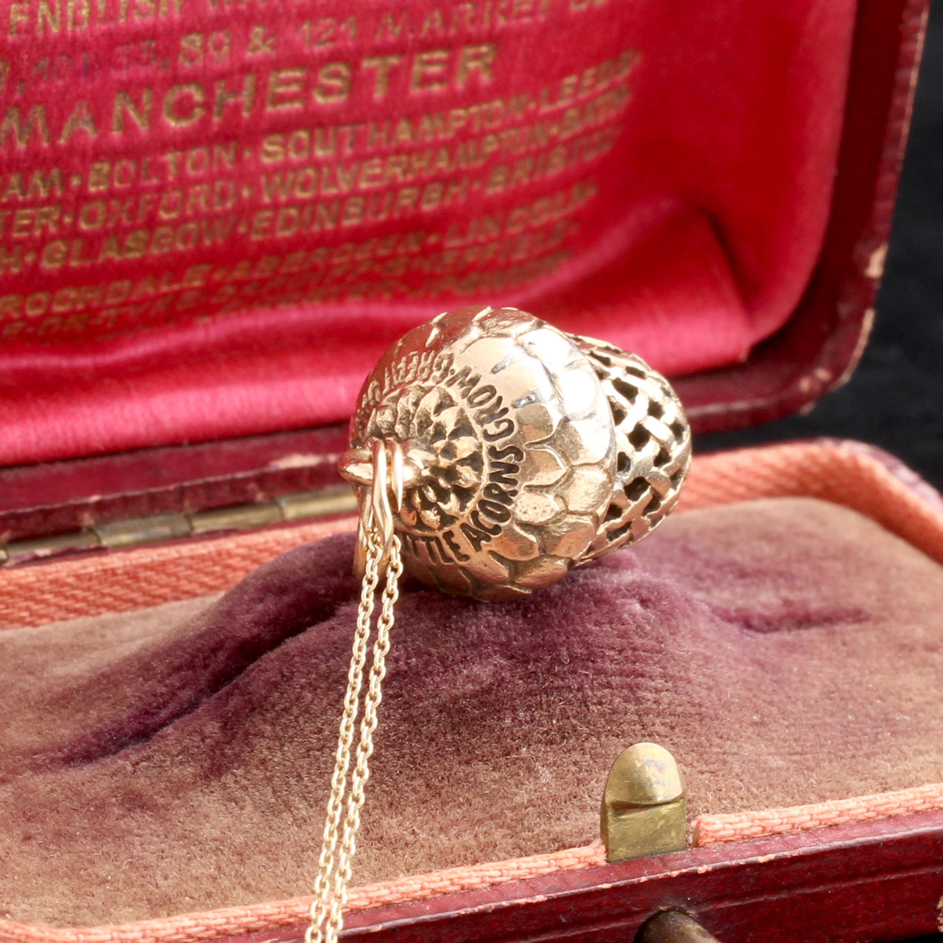 Detail of Vintage Latticed Acorn Necklace