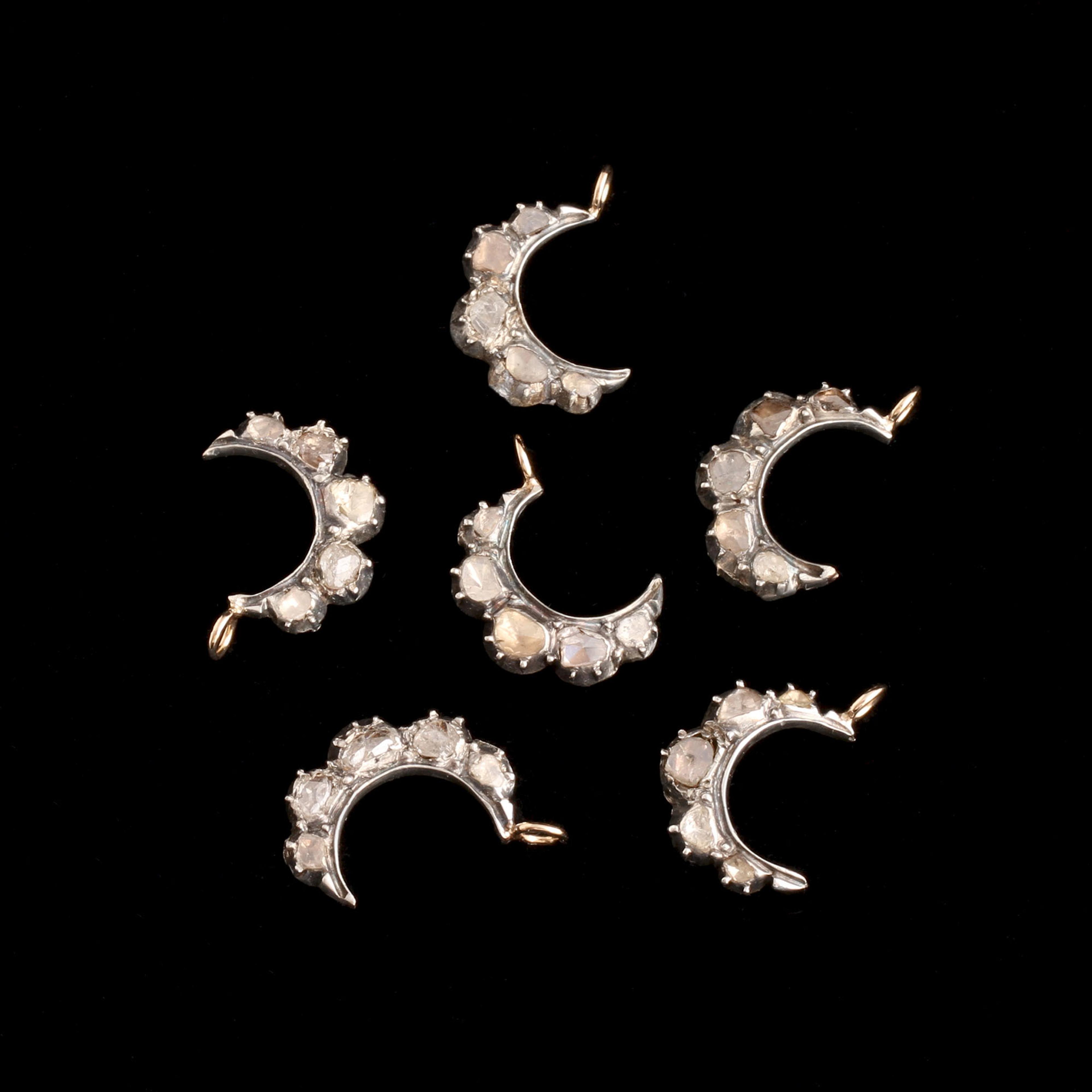 Georgian Rose Cut Diamond Crescent Necklaces