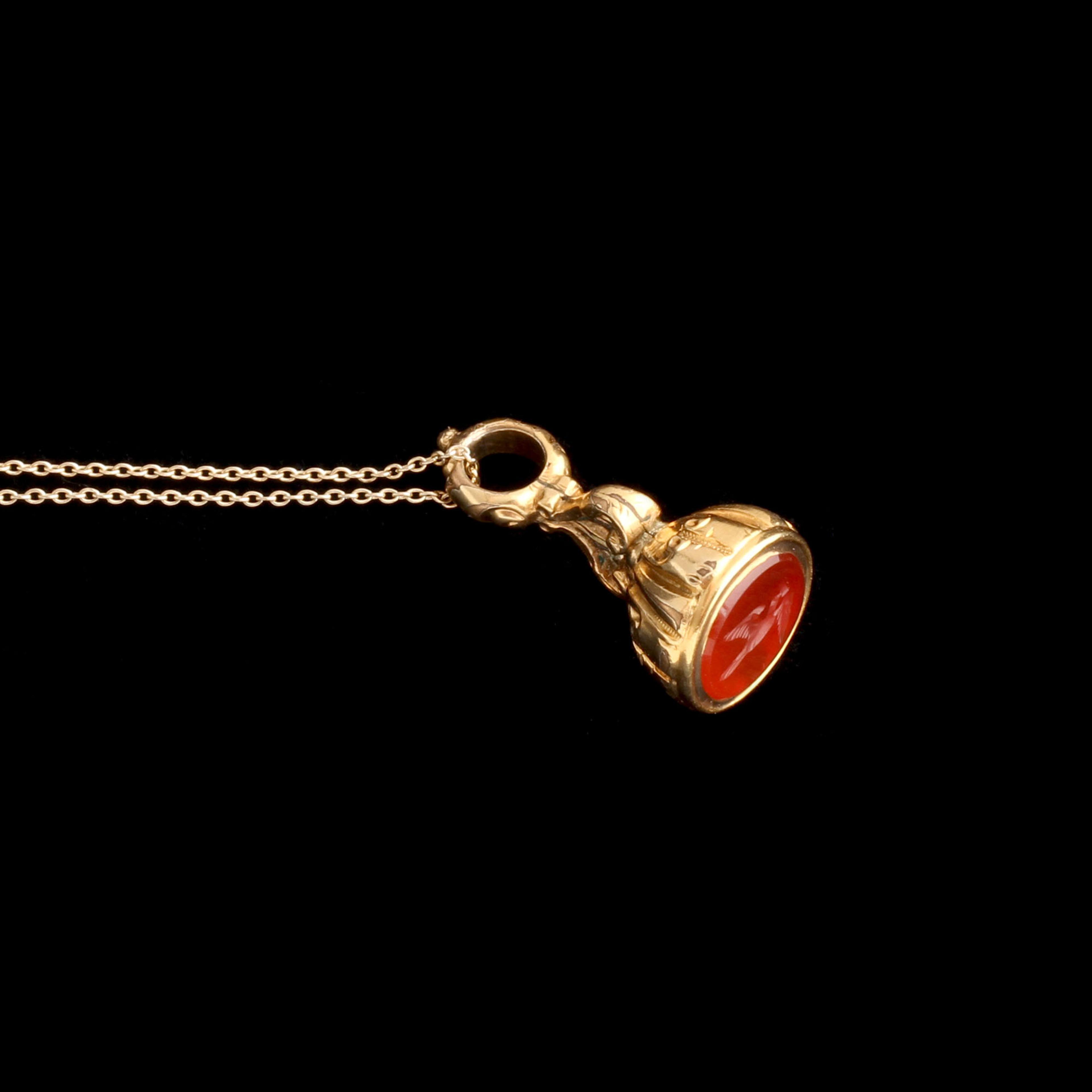 Georgian Carrier Pigeon Carnelian Seal Necklace