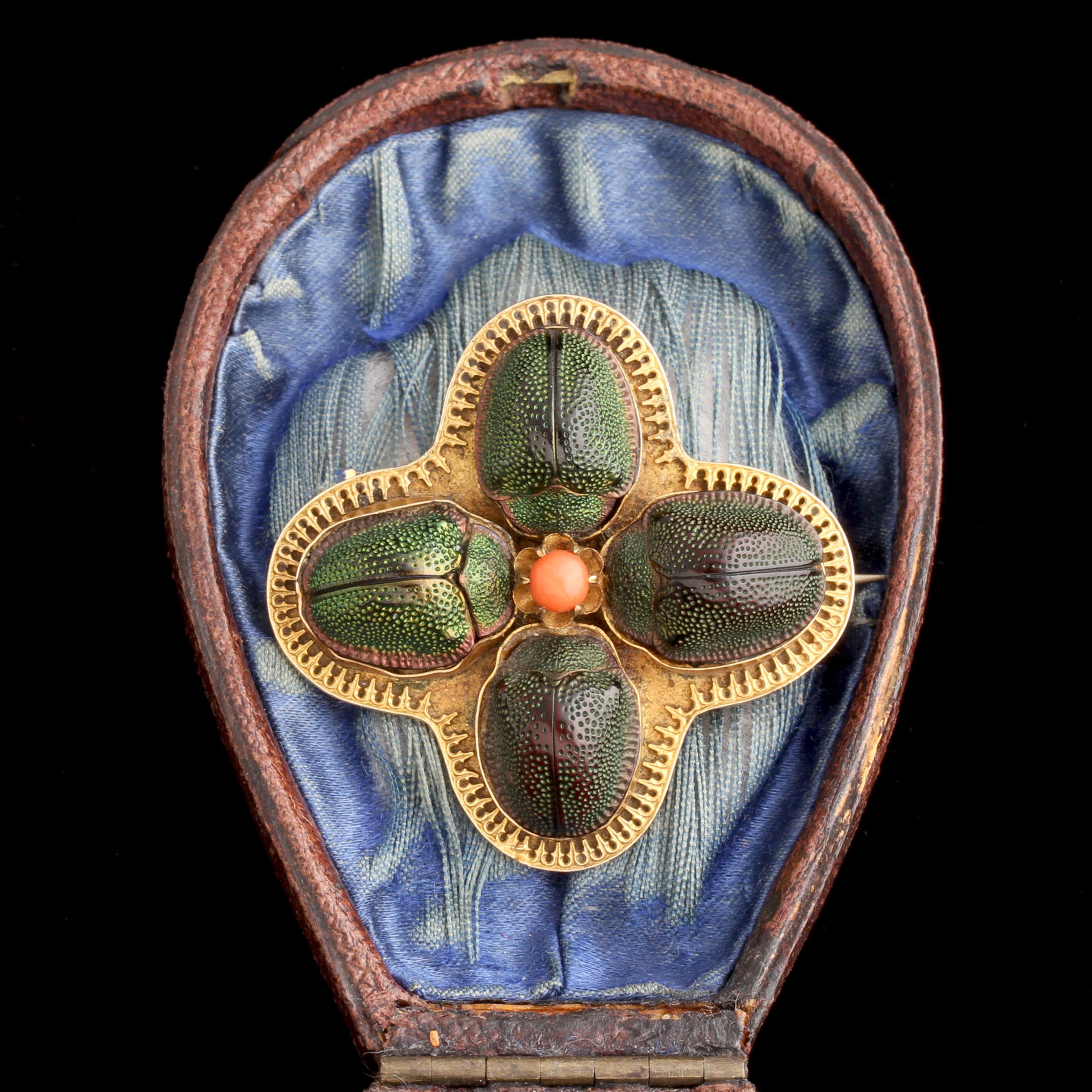 Detail of Victorian Quatrefoil Beetle Brooch/Pendant
