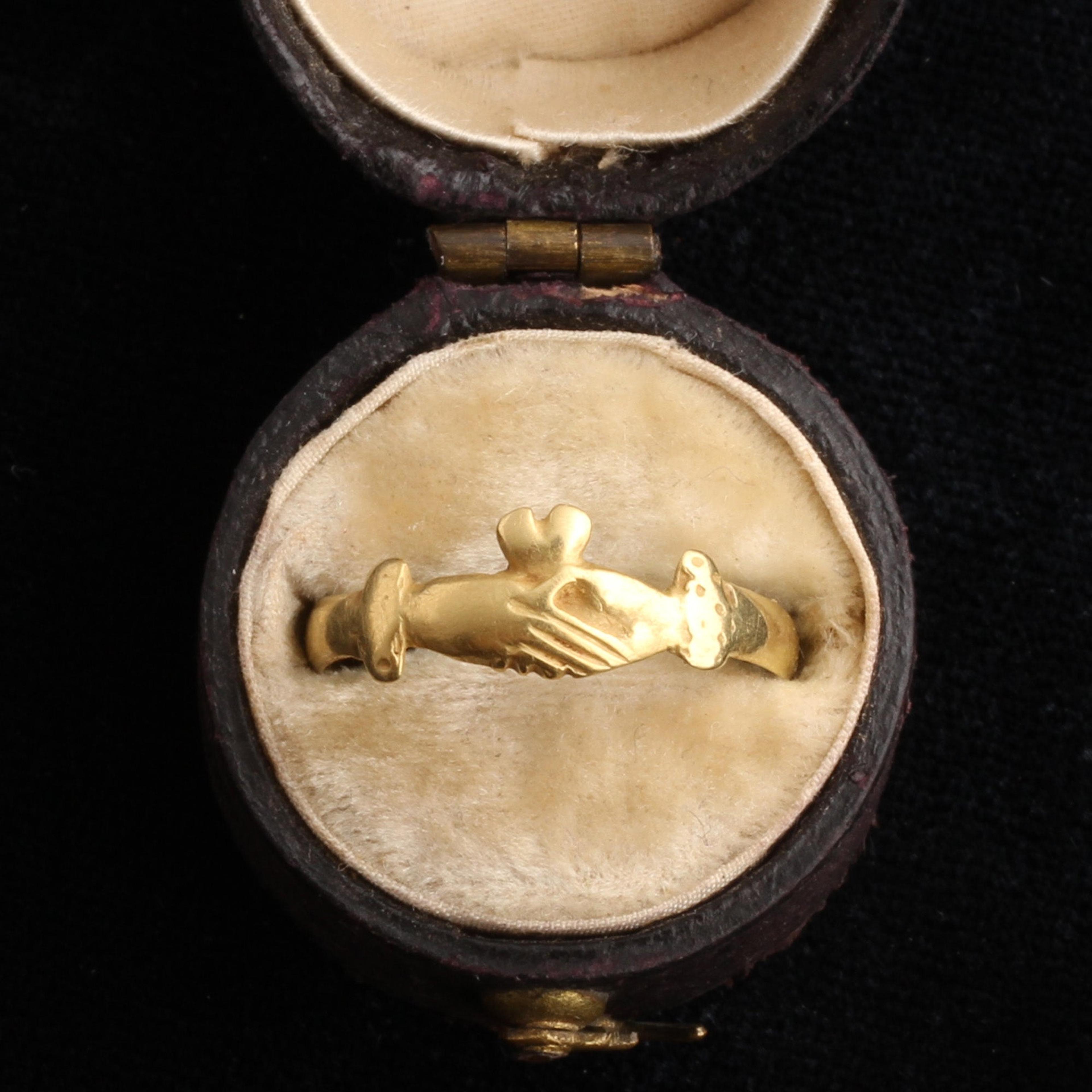 Detail of 18th Century "Constant Happye" Fede Posy Ring