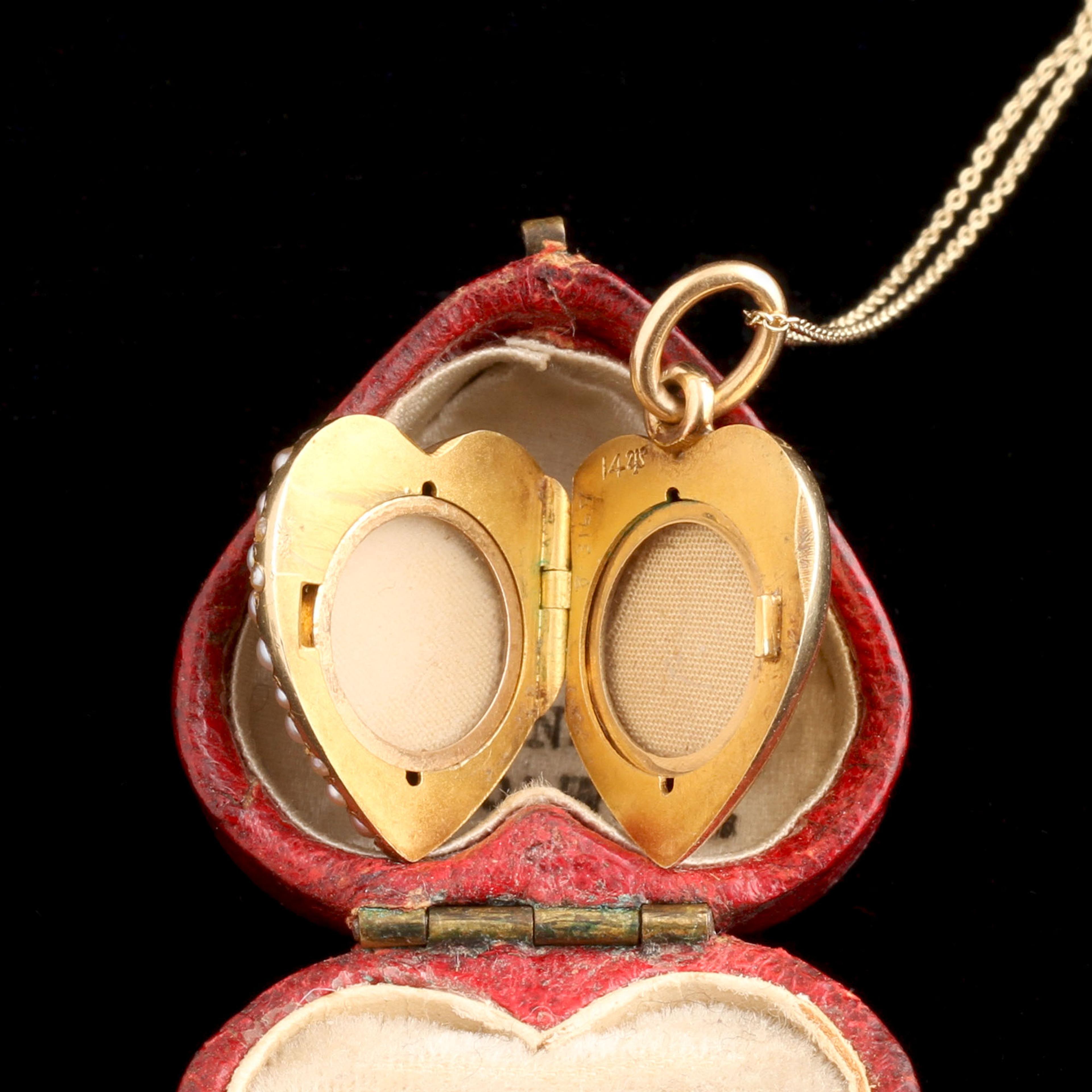 Late 19th Century Seed Pearl Heart Locket