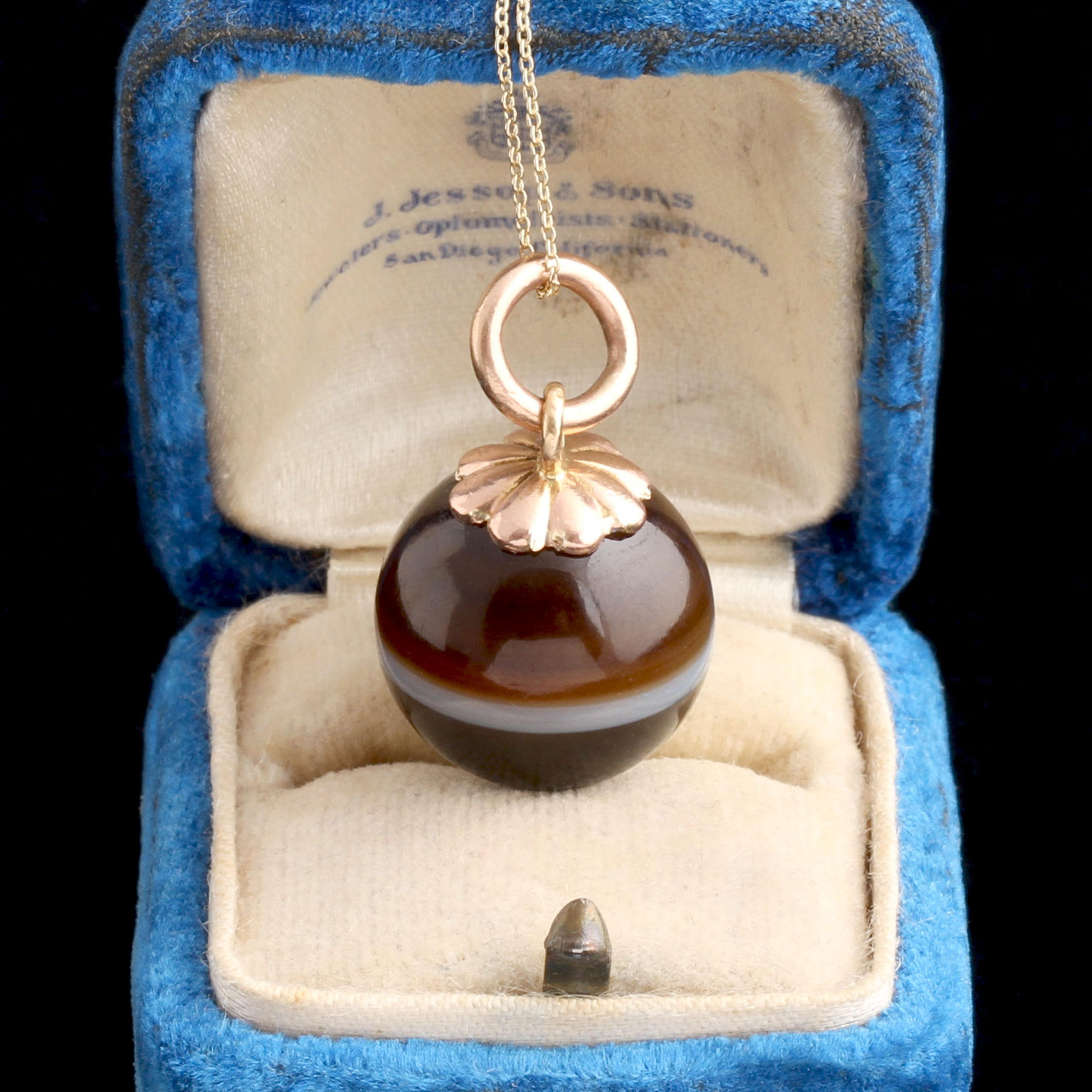 Victorian Banded Agate Orb Pendant