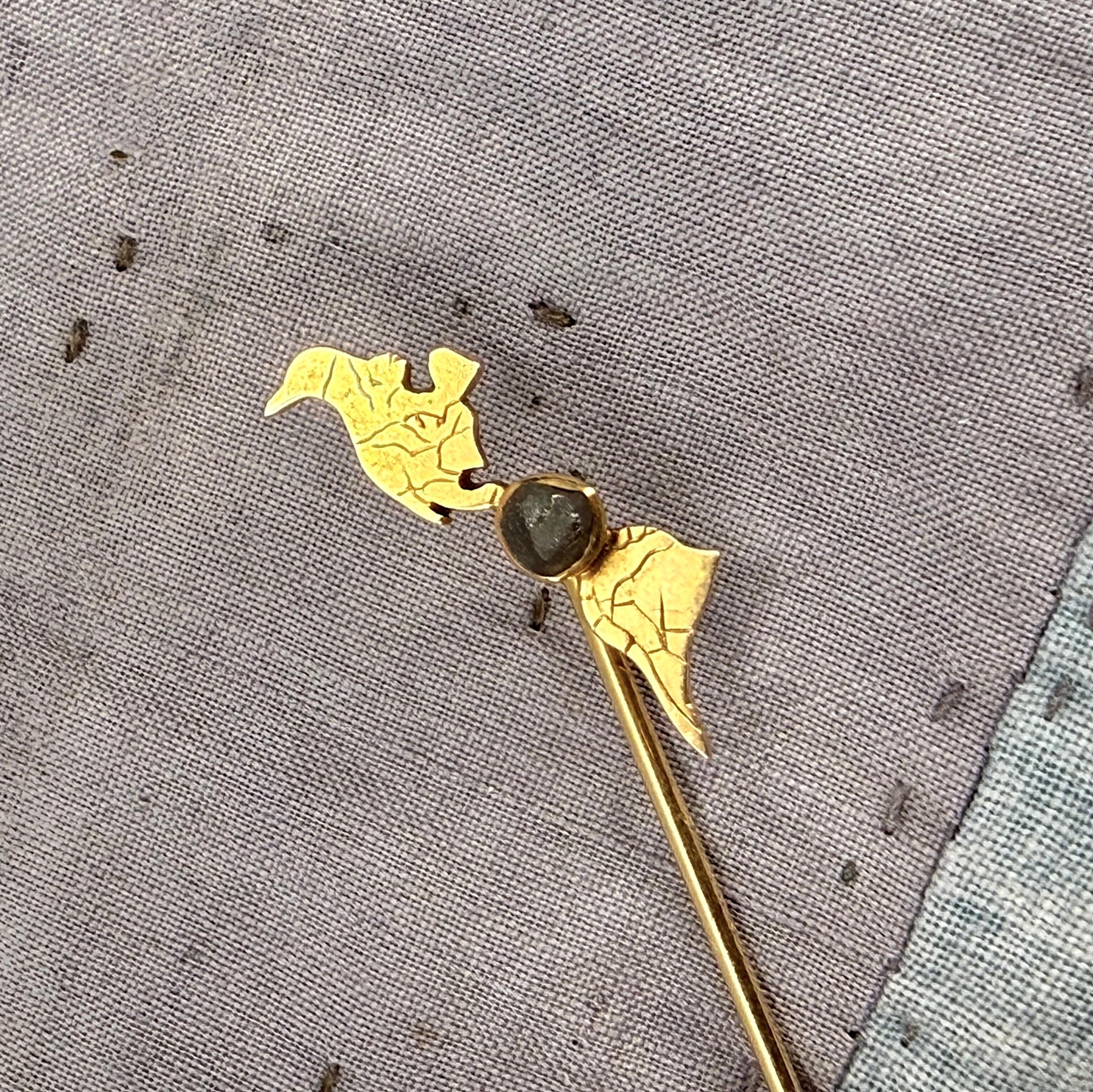 Victorian "Pan-American" Stickpin with Rough Diamond, c. 1880-1900