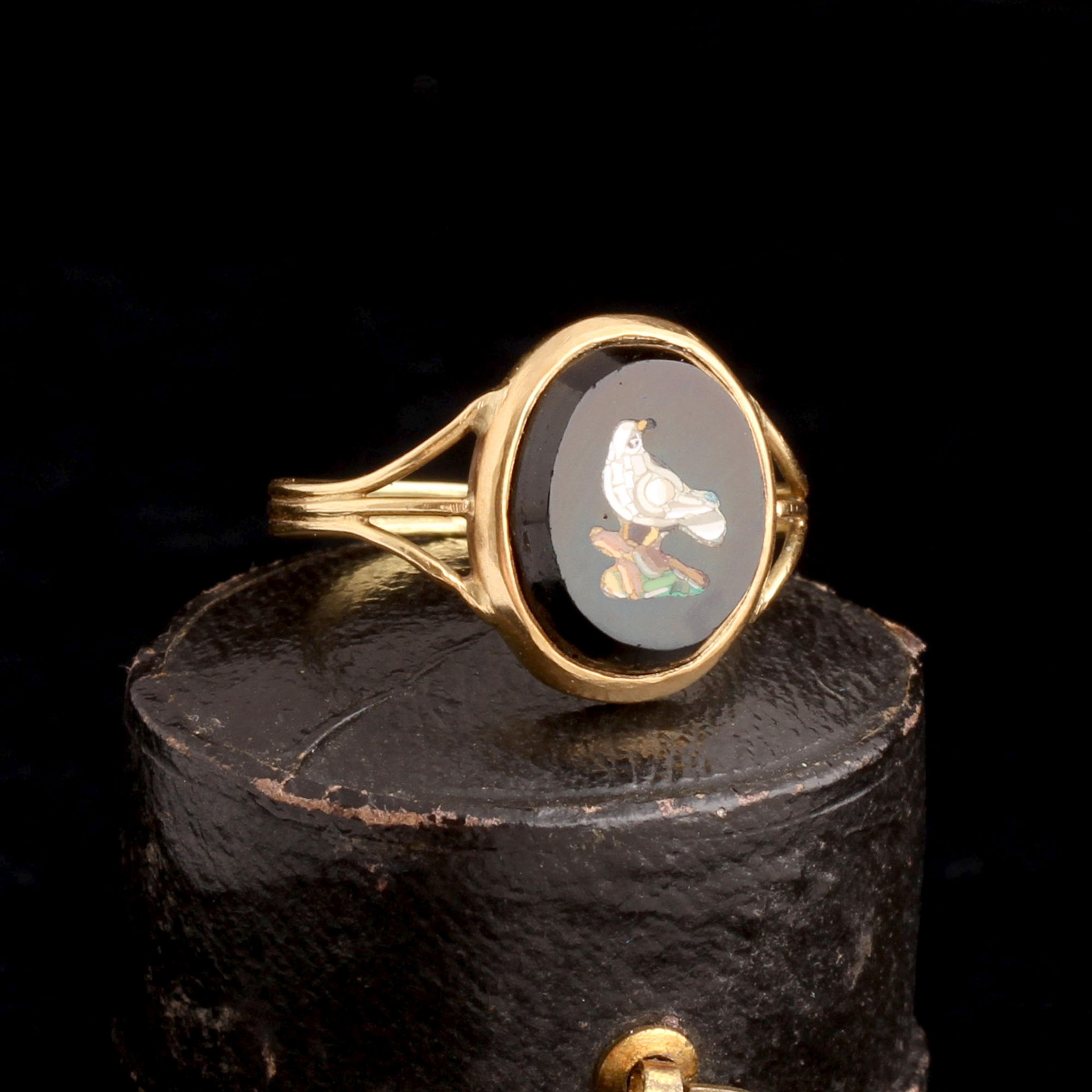 Grand Tour Micromosaic Dove Ring