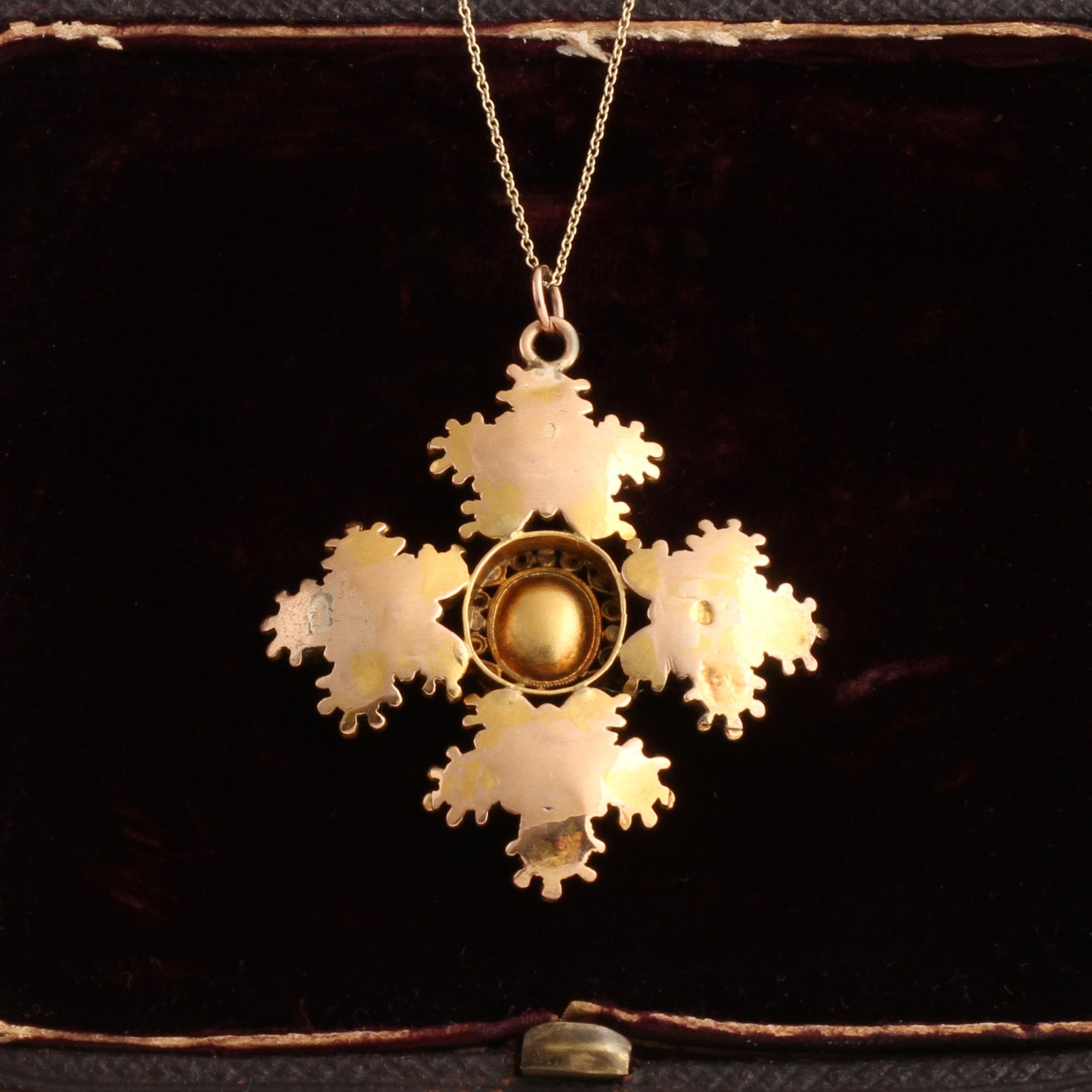 Back Detail of Georgian Cruciform Pansy Pendant