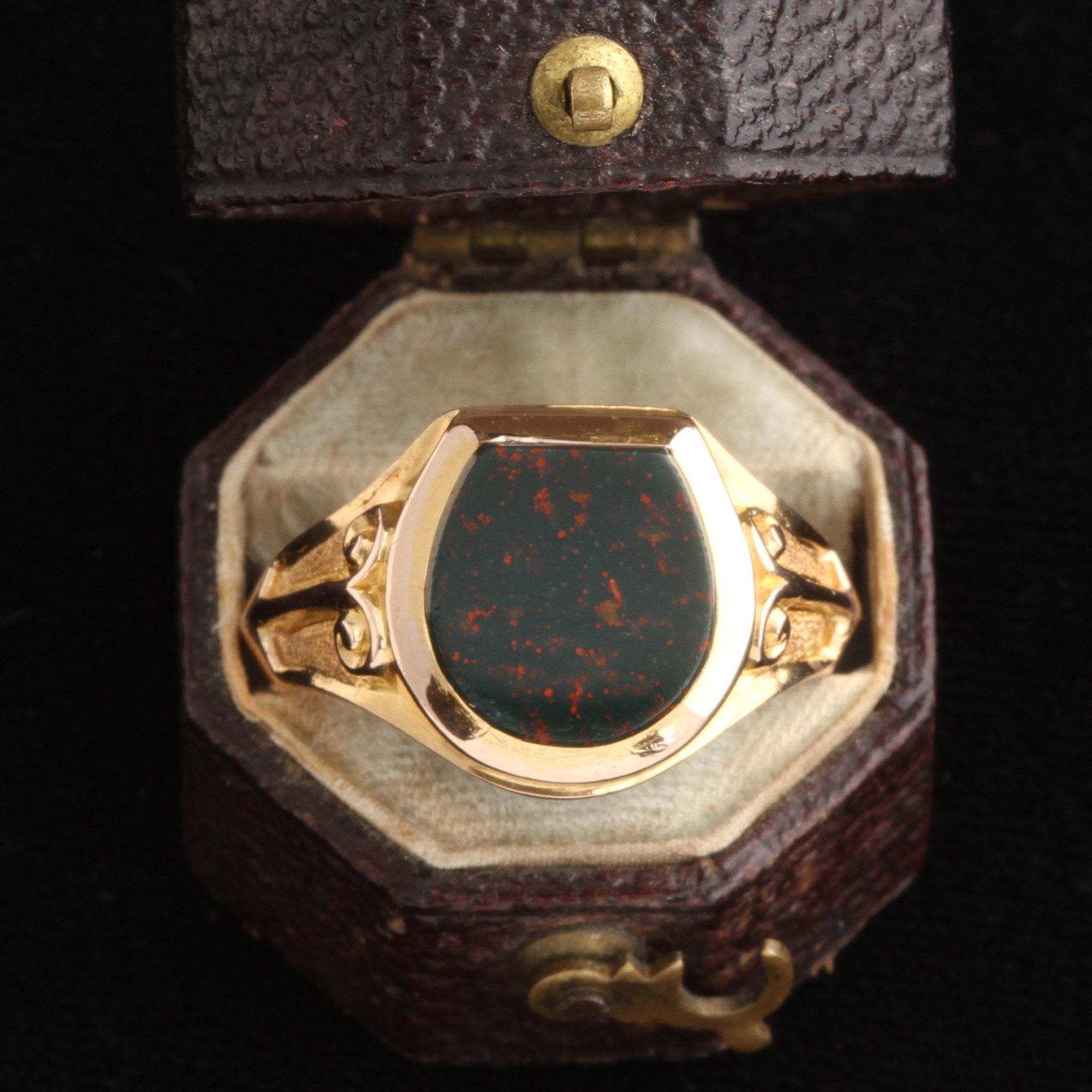 Victorian Bloodstone Horseshoe Signet Ring