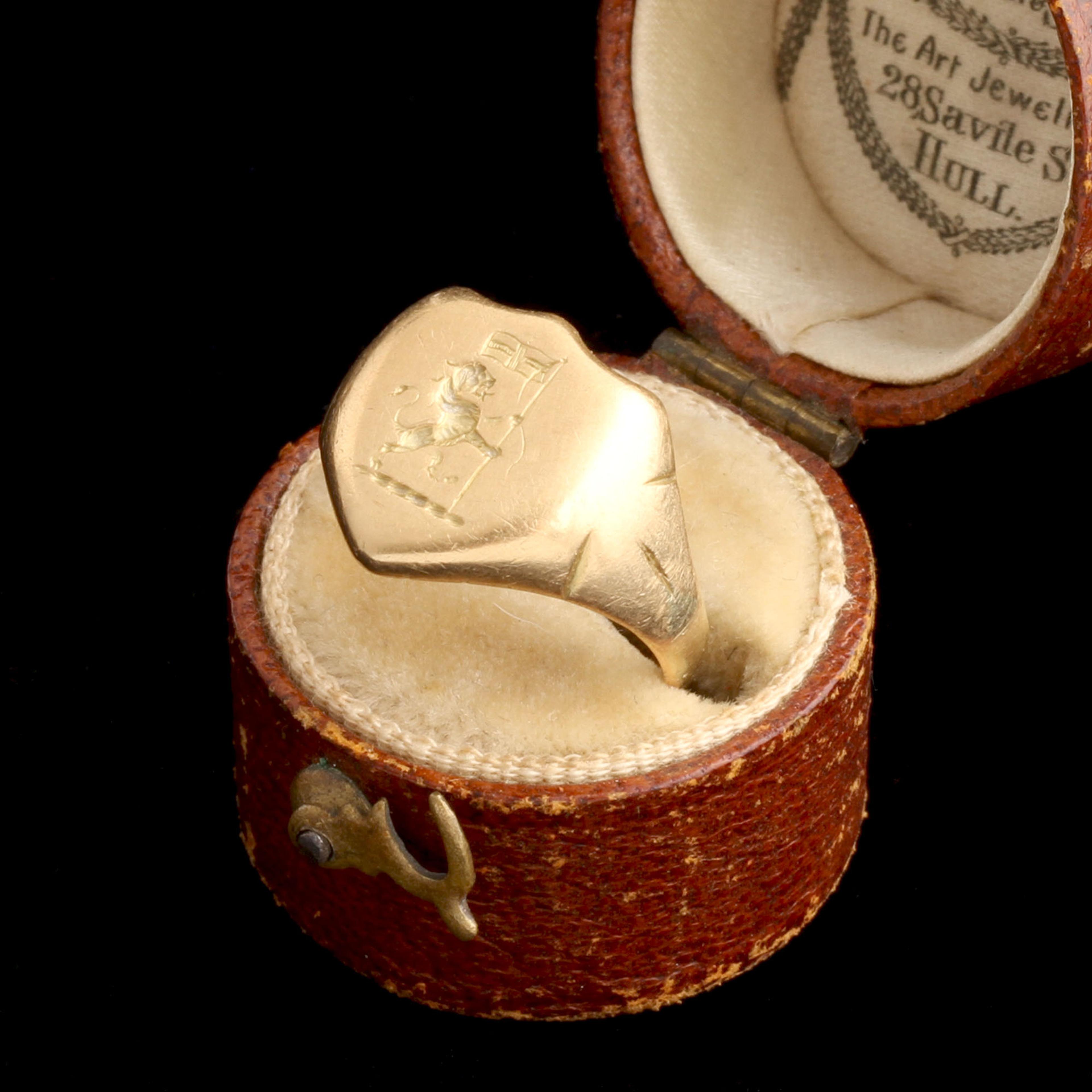 Edwardian Lion Rampant & Standard Signet Ring