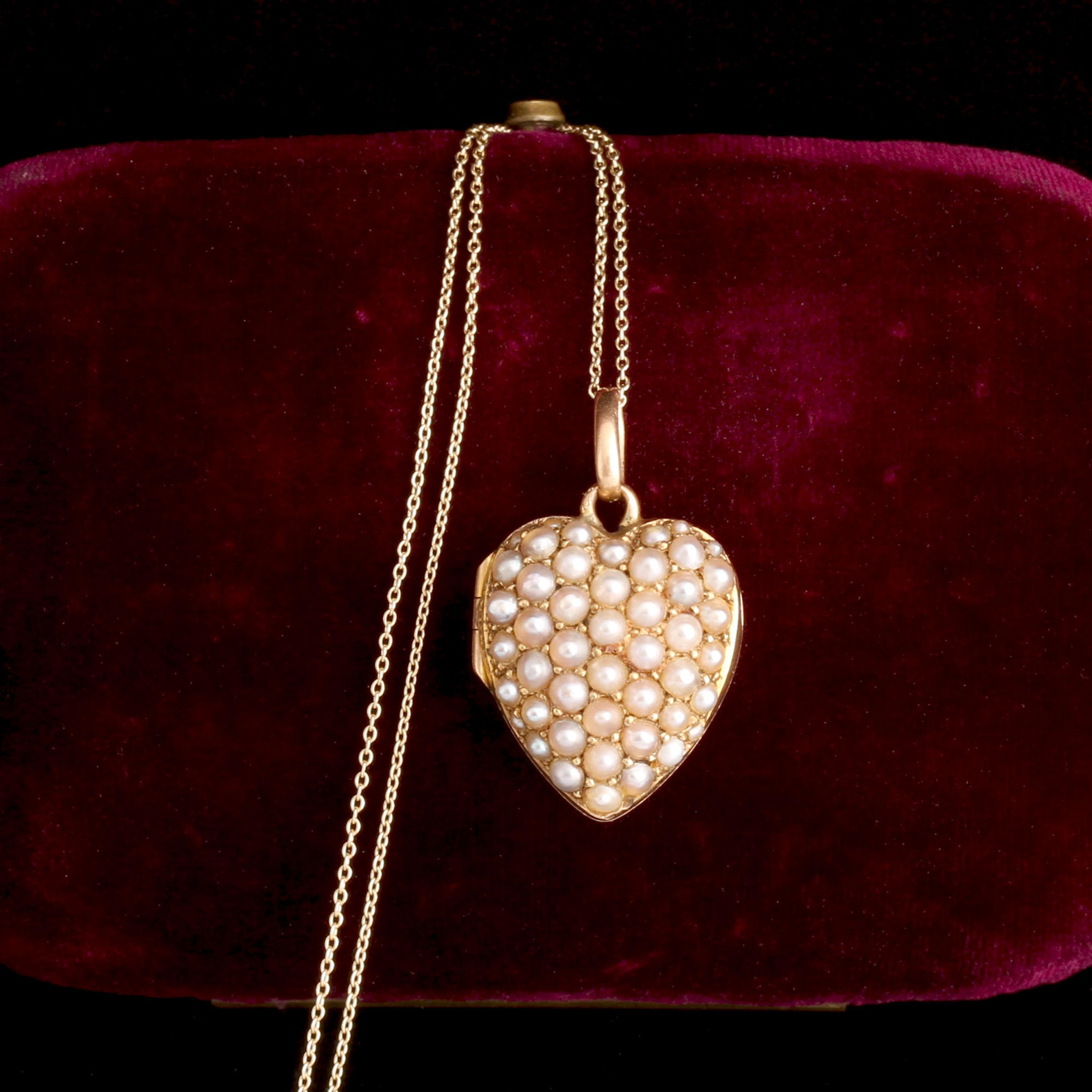 Victorian Seed Pearl Pavé Heart Locket