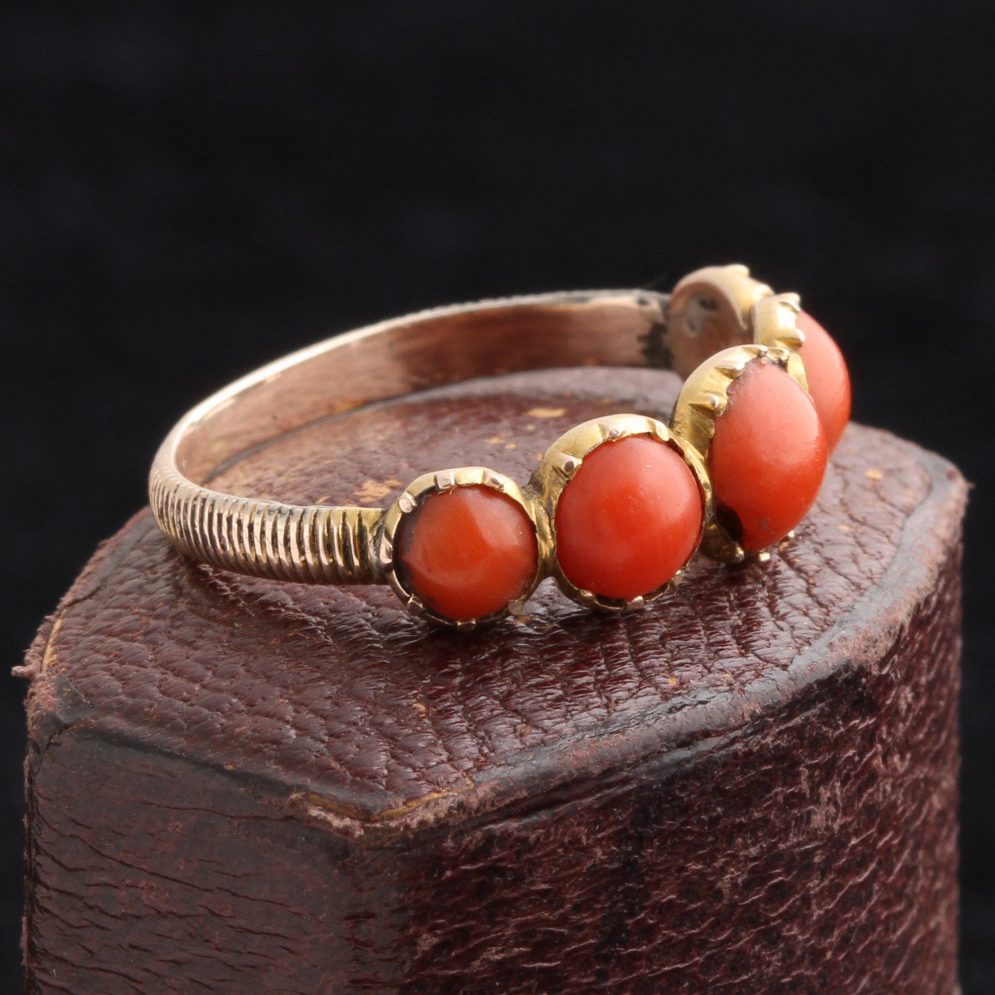 Georgian Five Stone Coral Ring