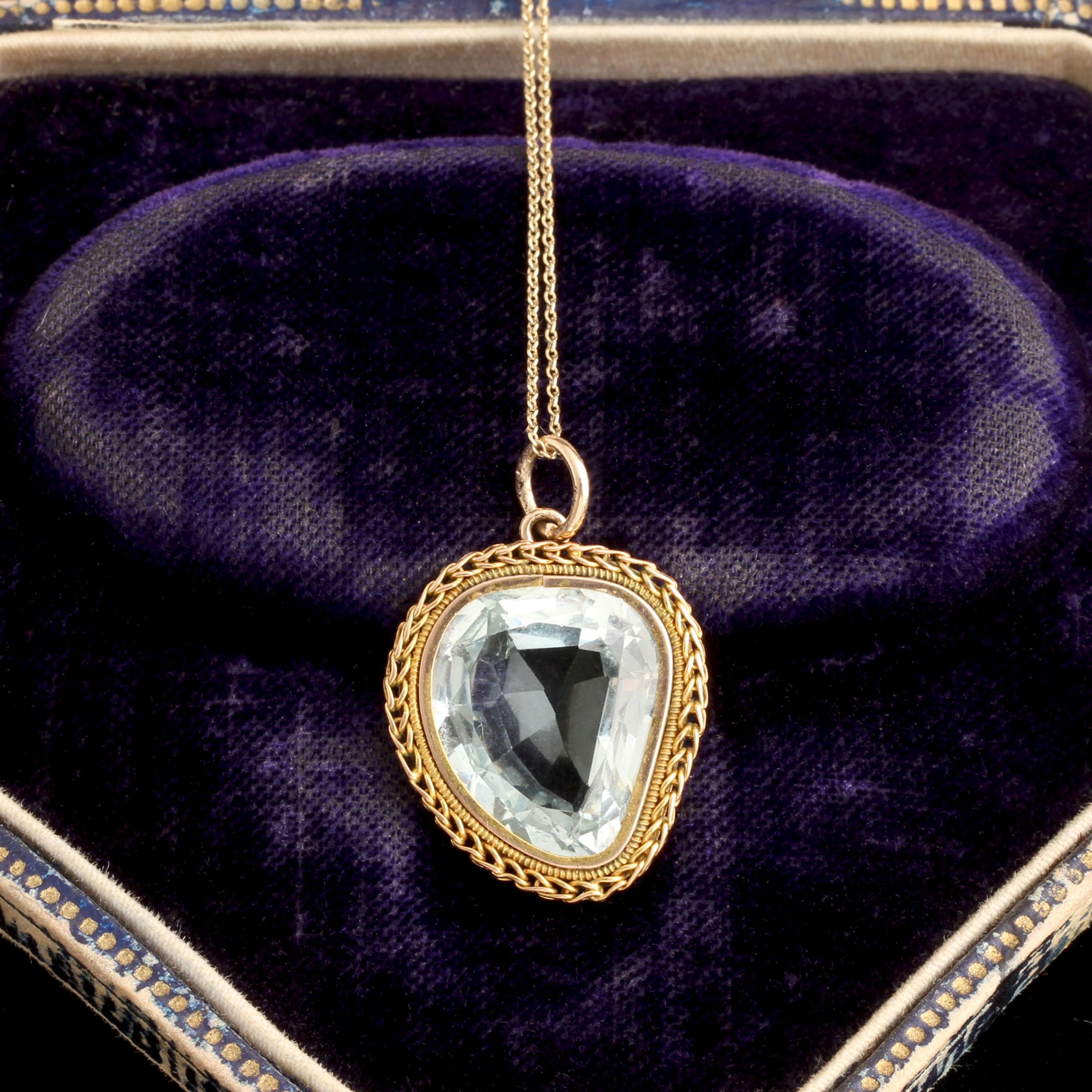 Victorian Witch's Heart Aquamarine Pendant
