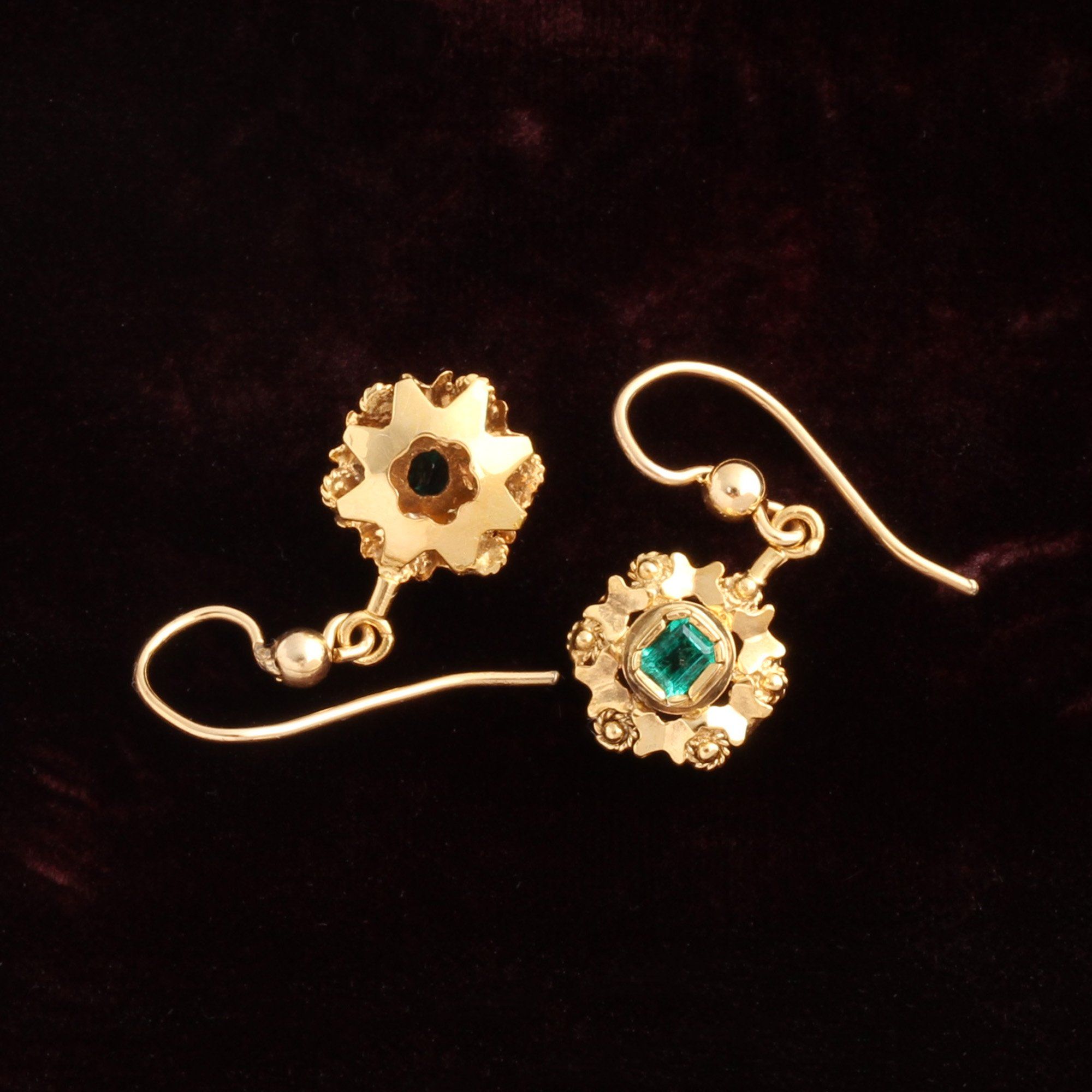 Victorian Emerald & Cannetille Earrings