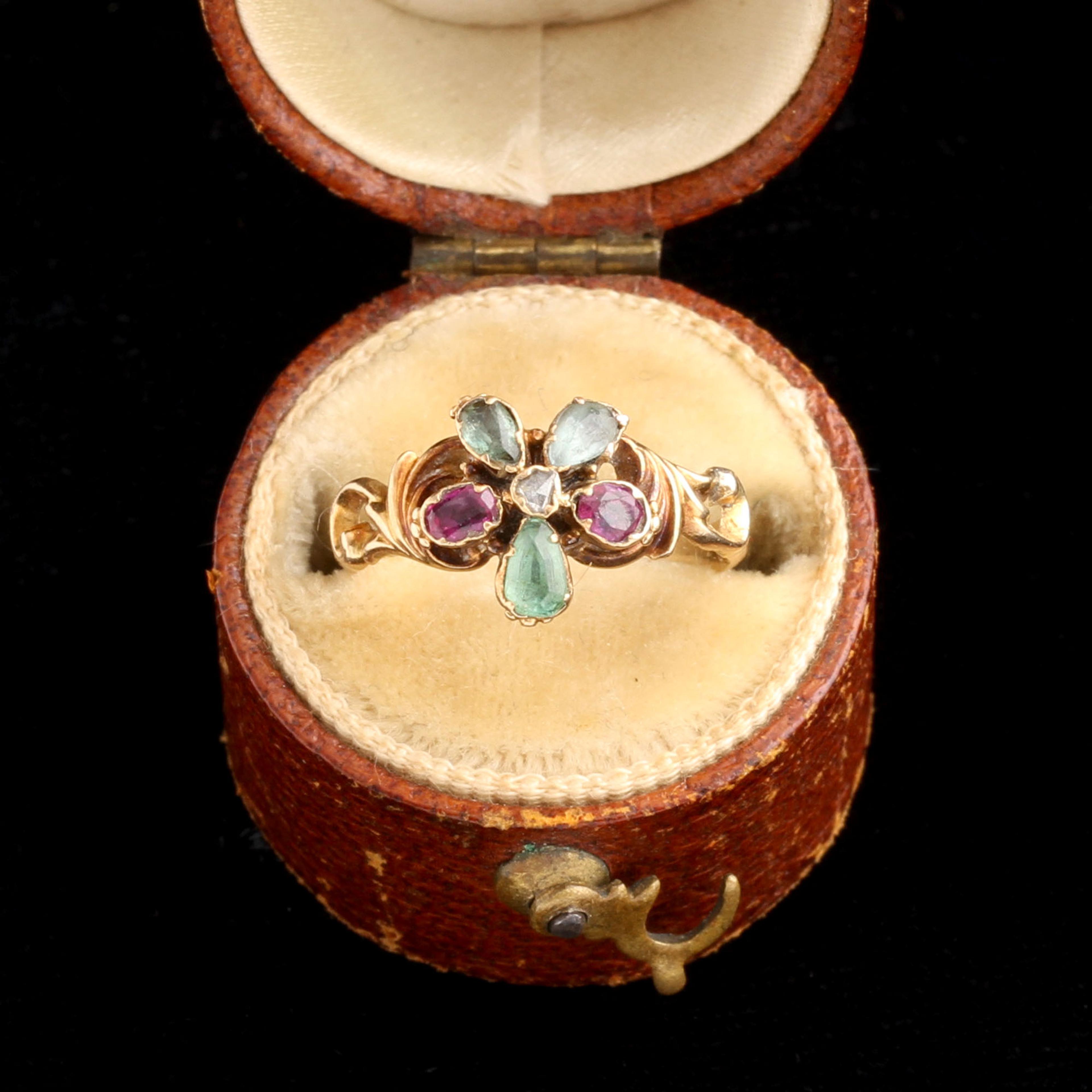 Early Victorian Gemstone Pansy Cluster Ring