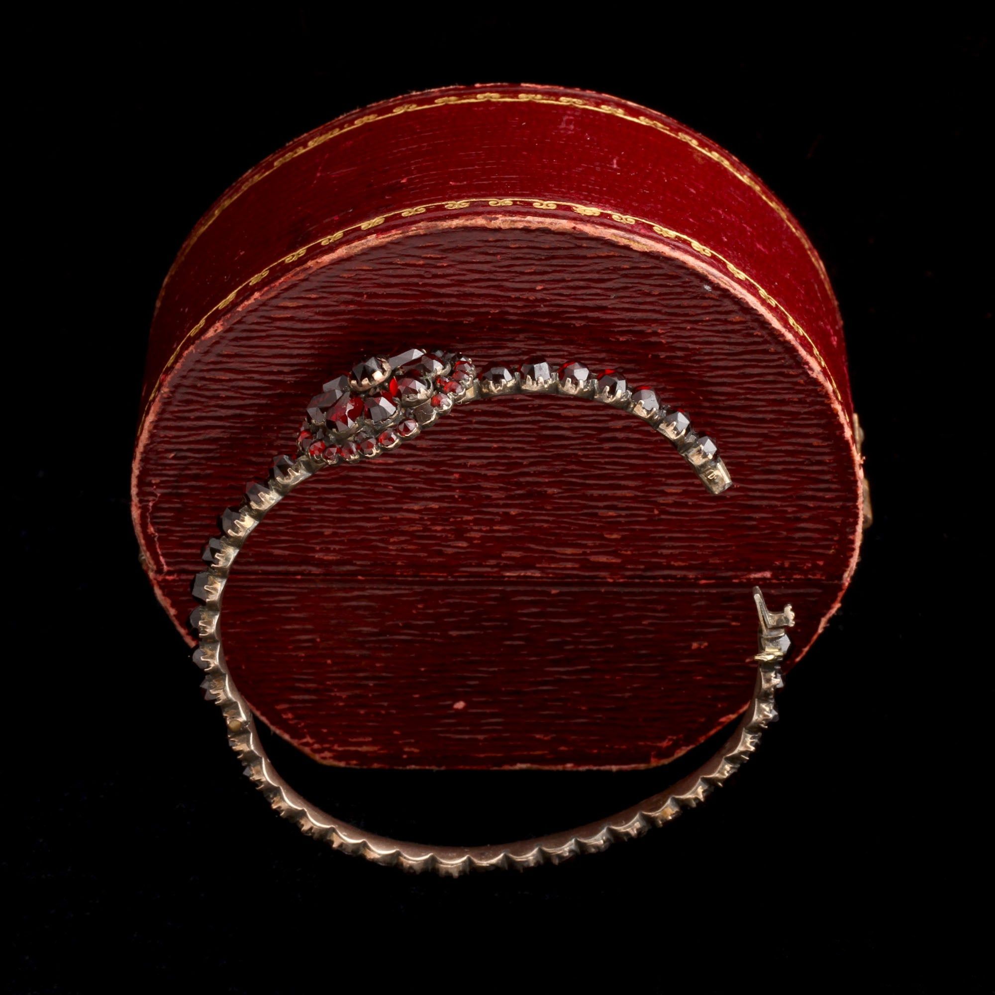 Victorian Bohemian Garnet Bangle In Original Box