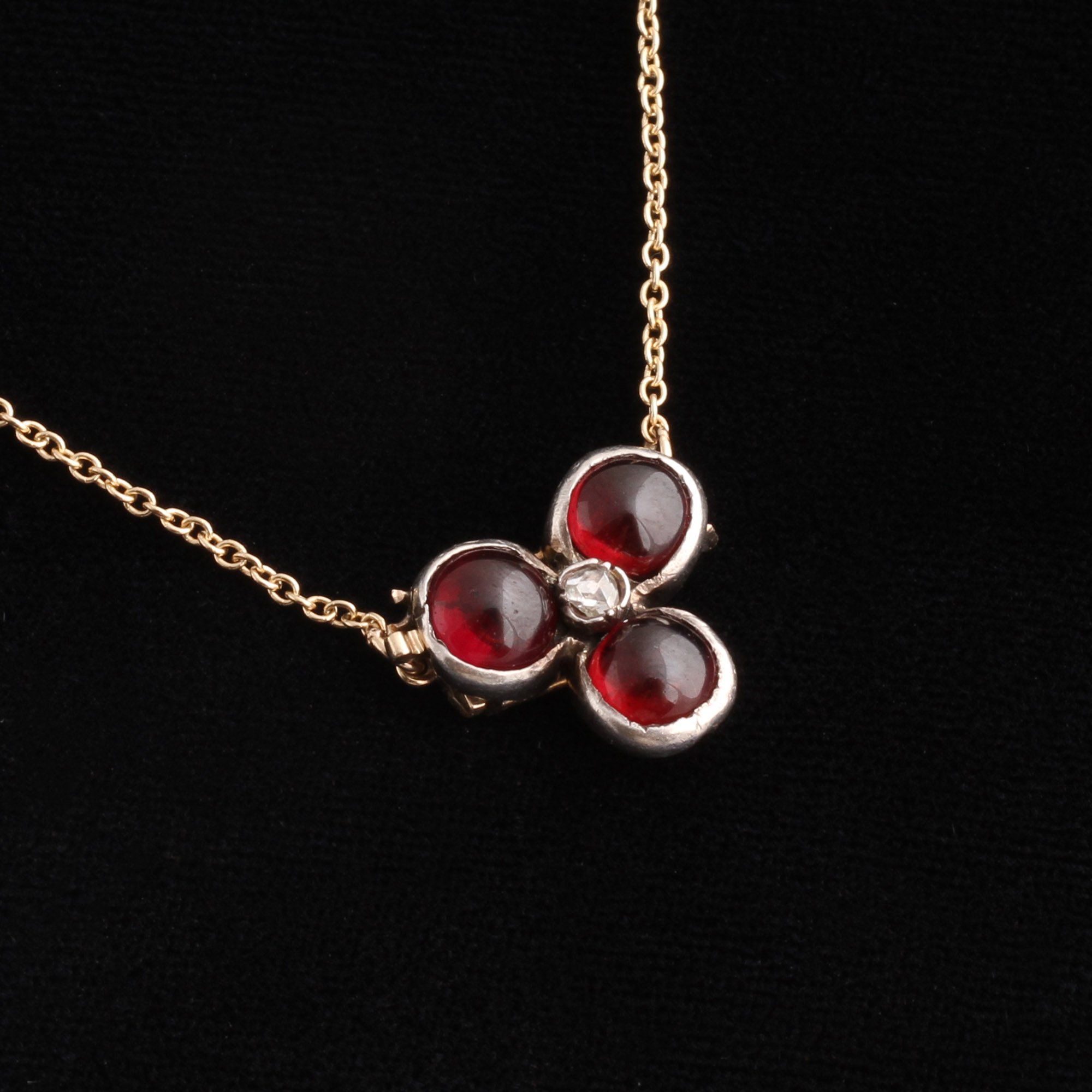 Victorian Garnet & Diamond Clover Necklace