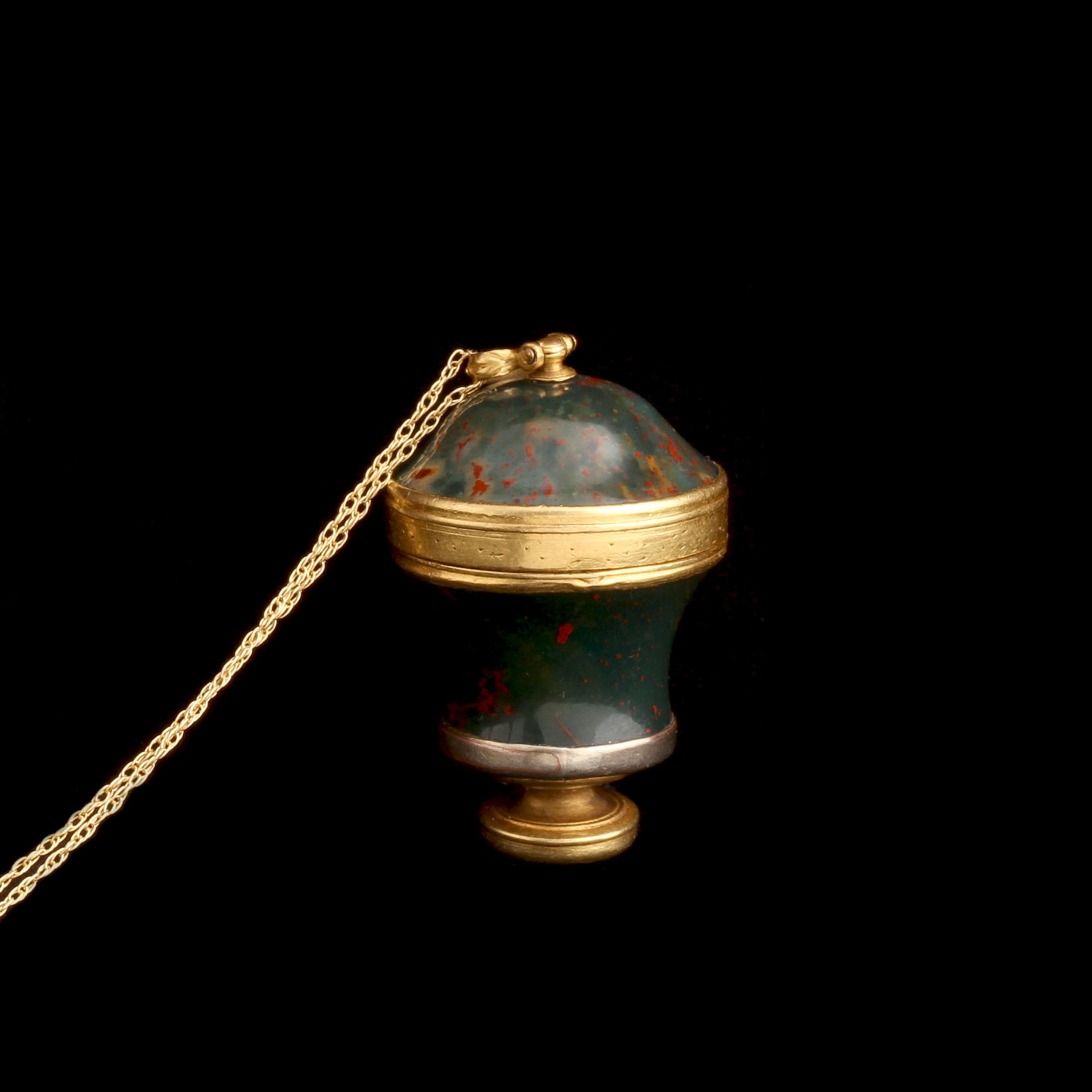 18th Century Bloodstone Urn Vessel Necklace