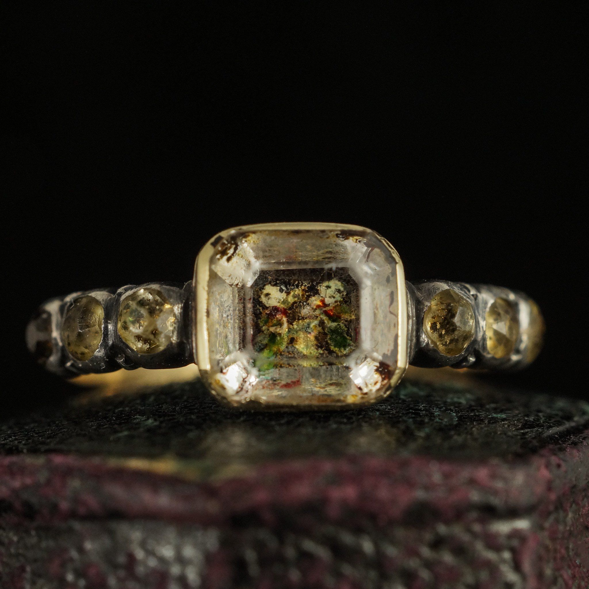 Detail of Stuart Crystal Mourning Ring with Cherubs