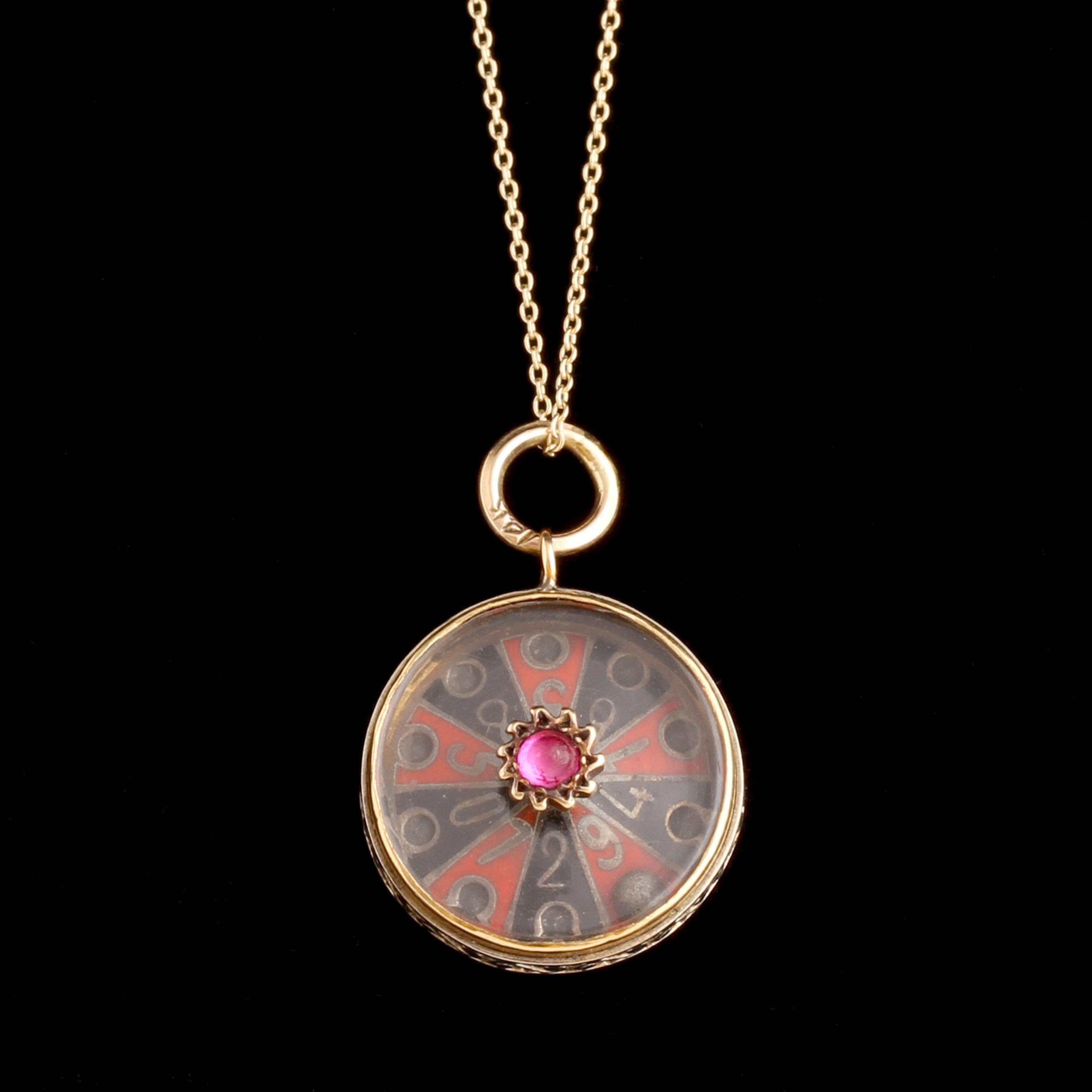 Early 20th Century French Roulette Charm Necklace