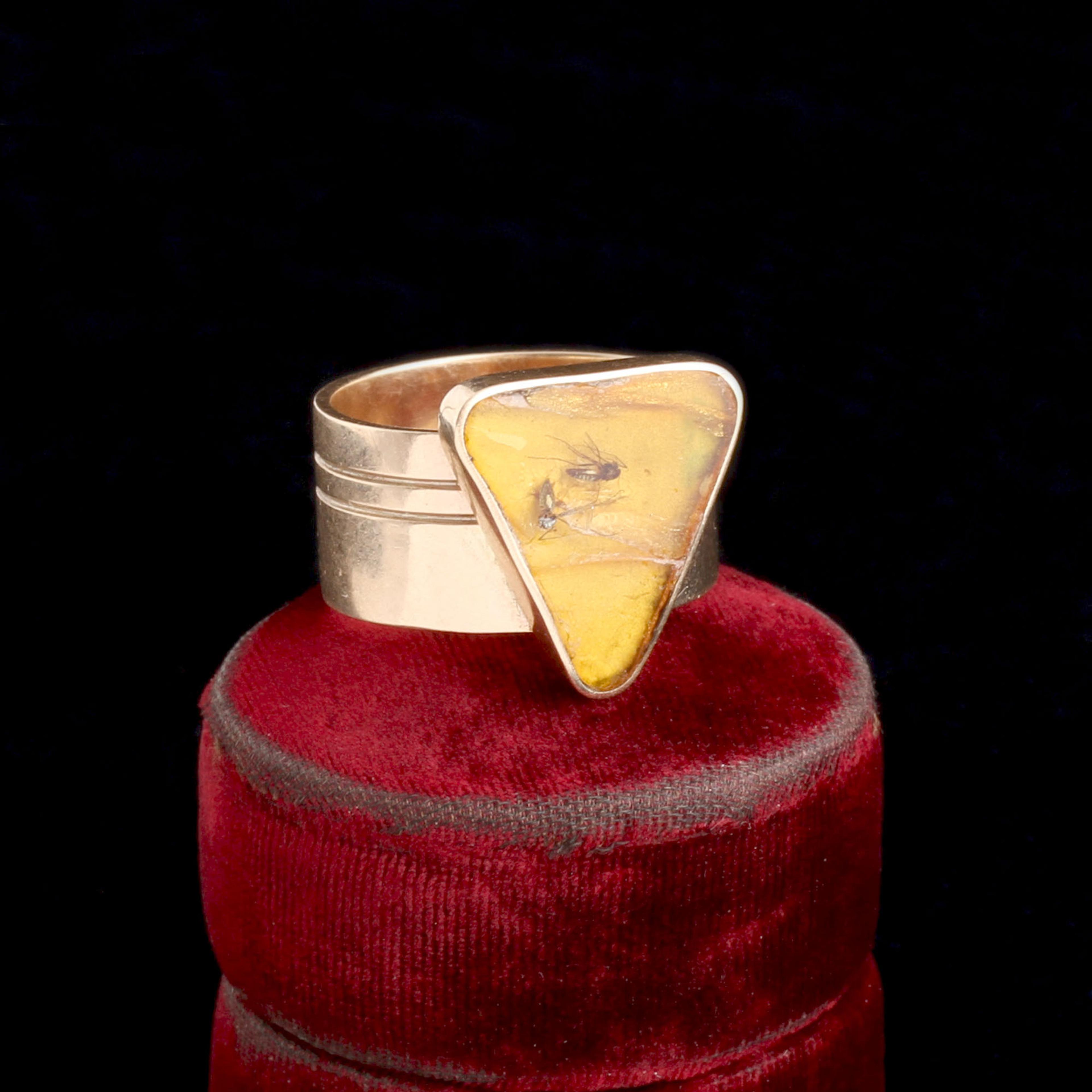 Vintage Insects Trapped in Amber Modernist Ring