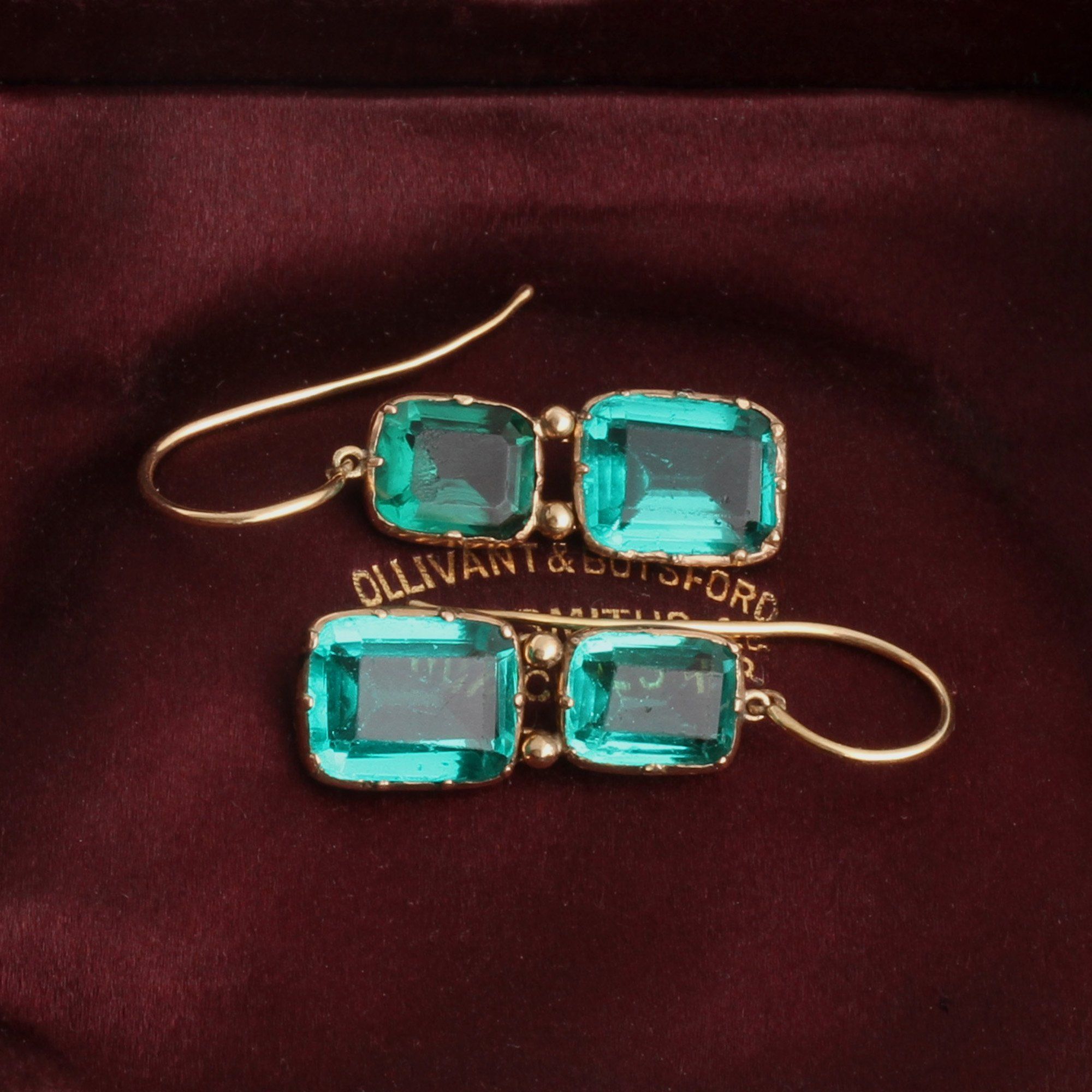 Early Victorian Green Paste Drop Earrings