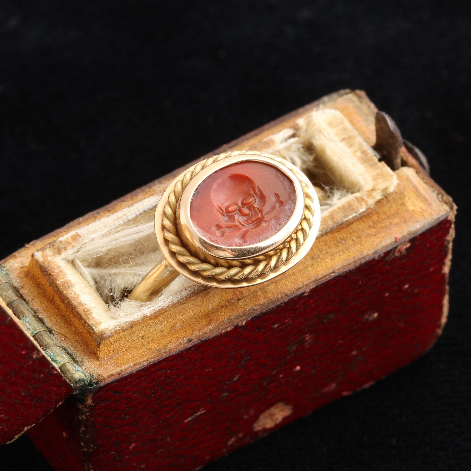 Victorian Skull & Crossbones Intaglio Ring