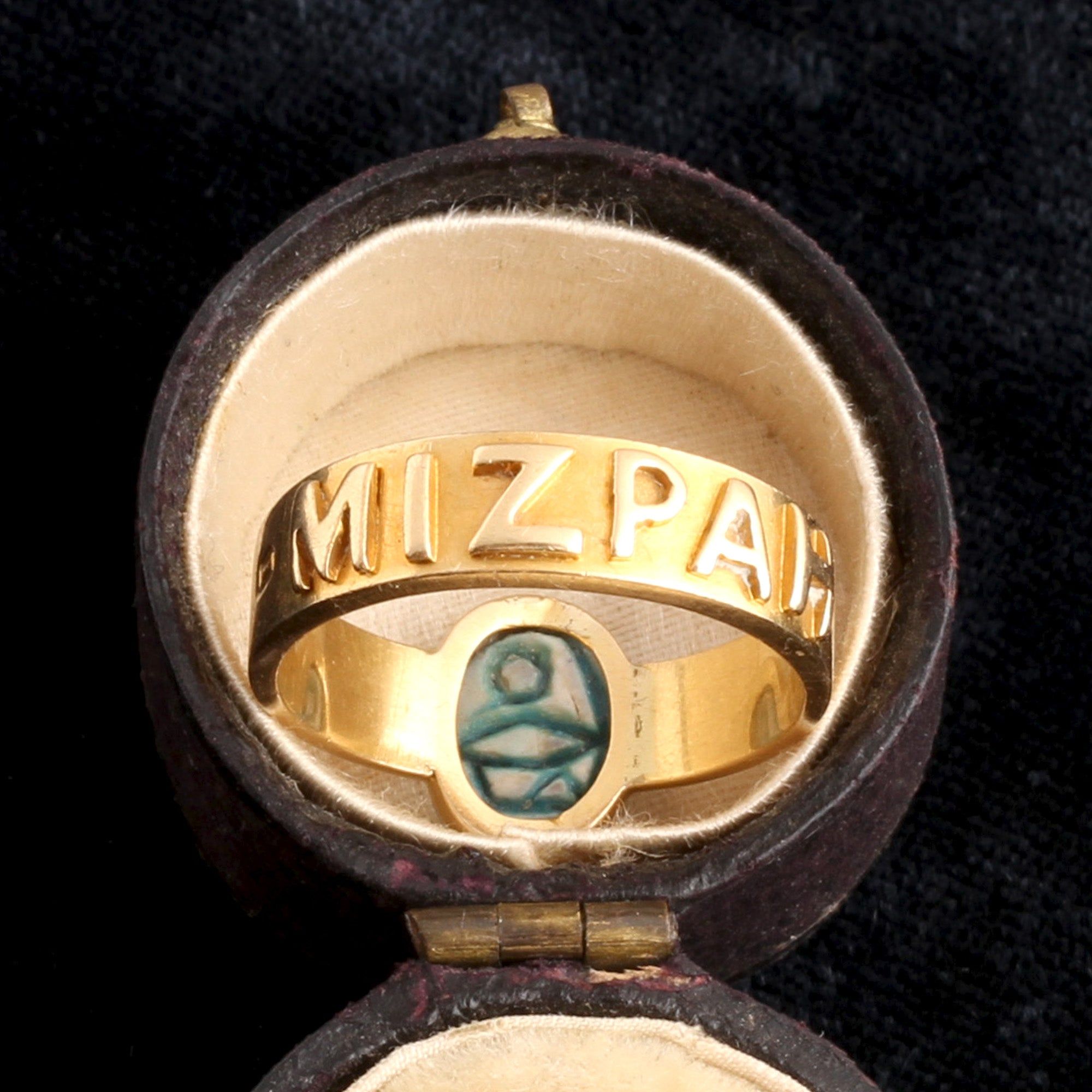 Victorian Faience Frog Mizpah Ring