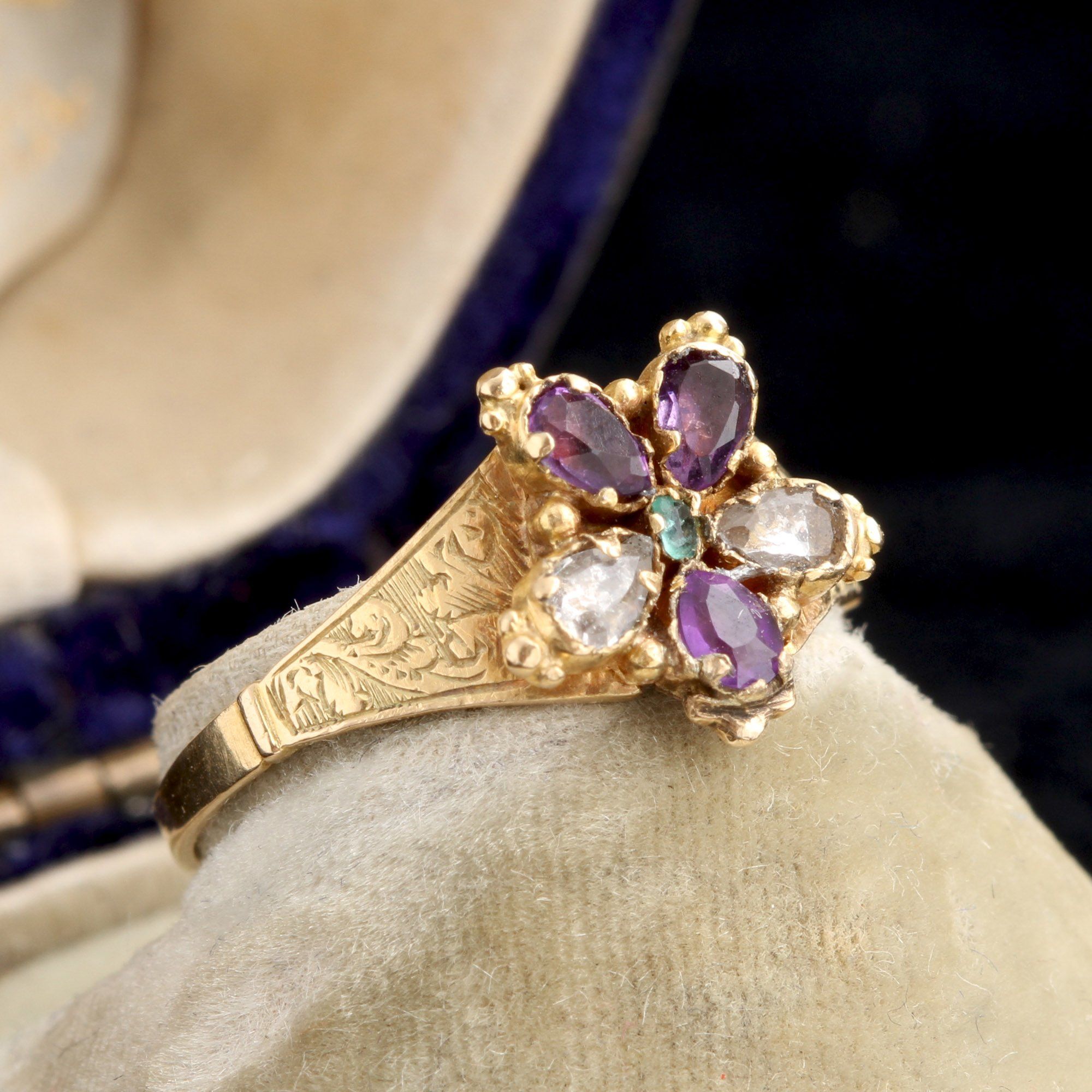 Early Victorian Gemstone Pansy Ring