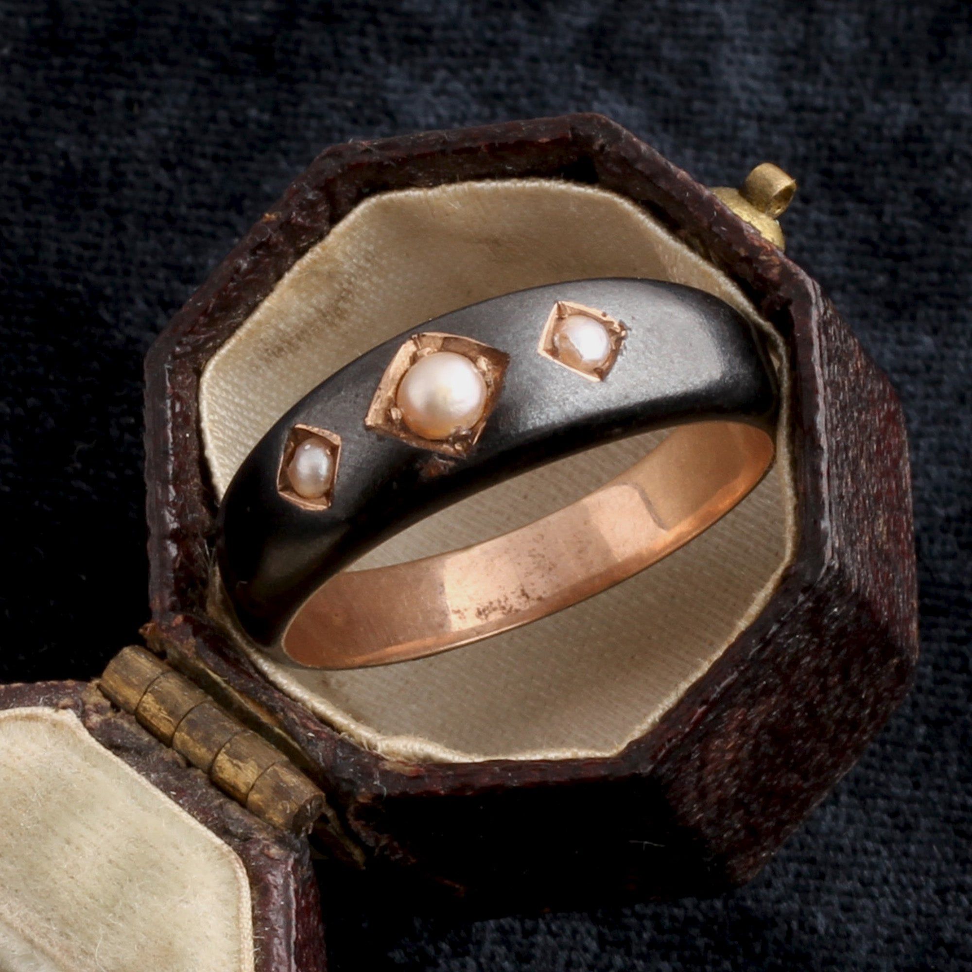Edwardian Gunmetal & Pearl Ring