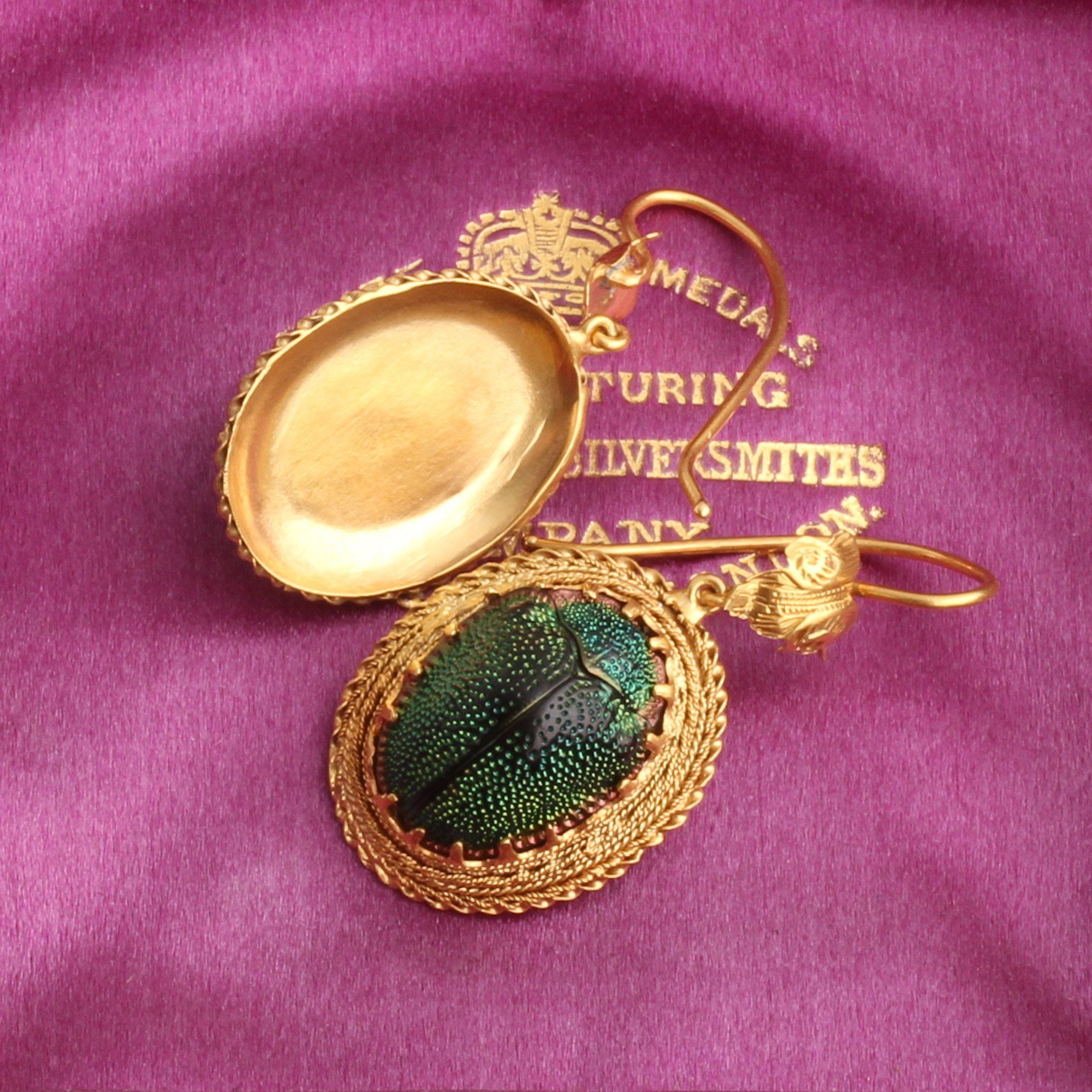 Victorian Scarab Beetle Earrings