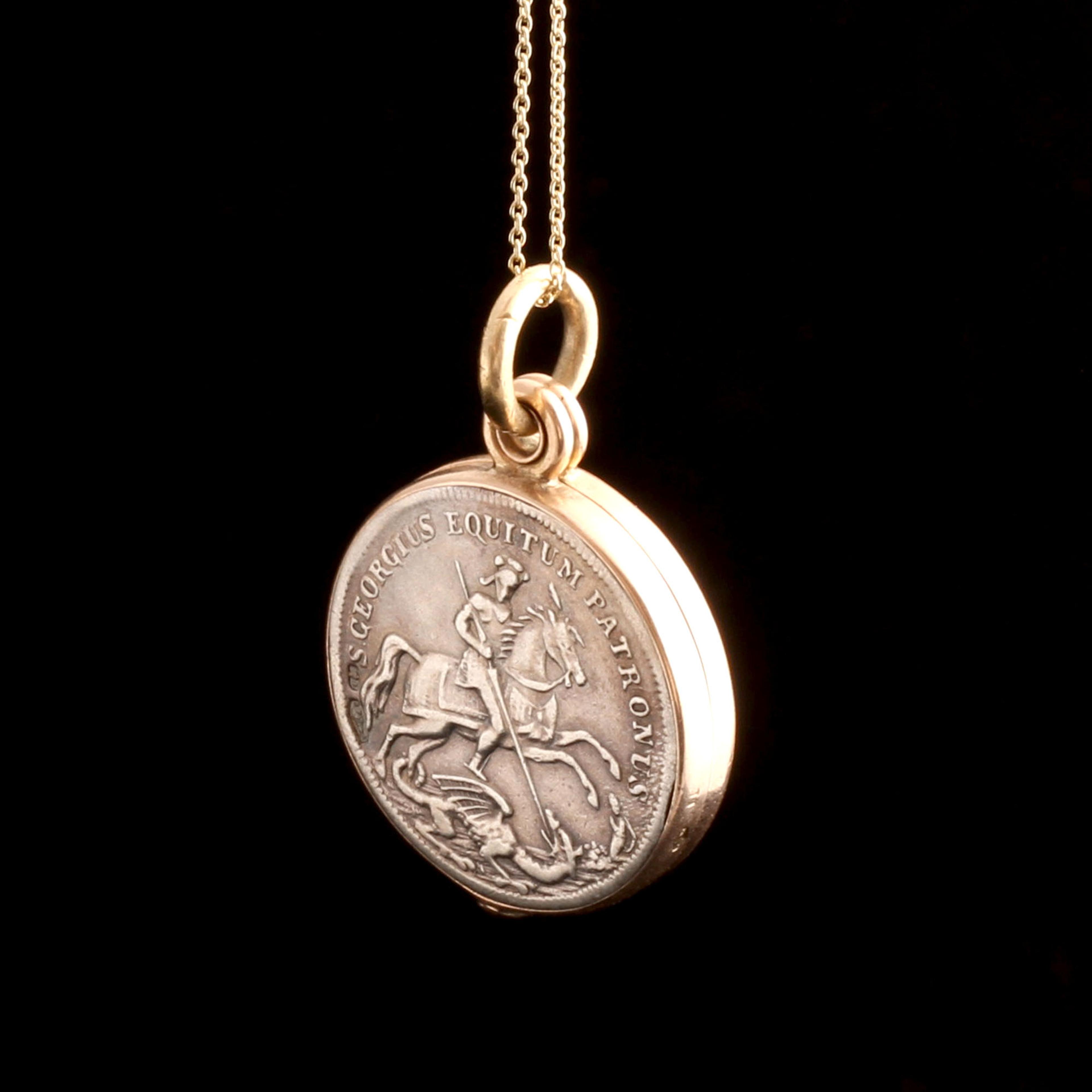 Back Detail of Late 19th Century St George & the Dragon Slide Locket