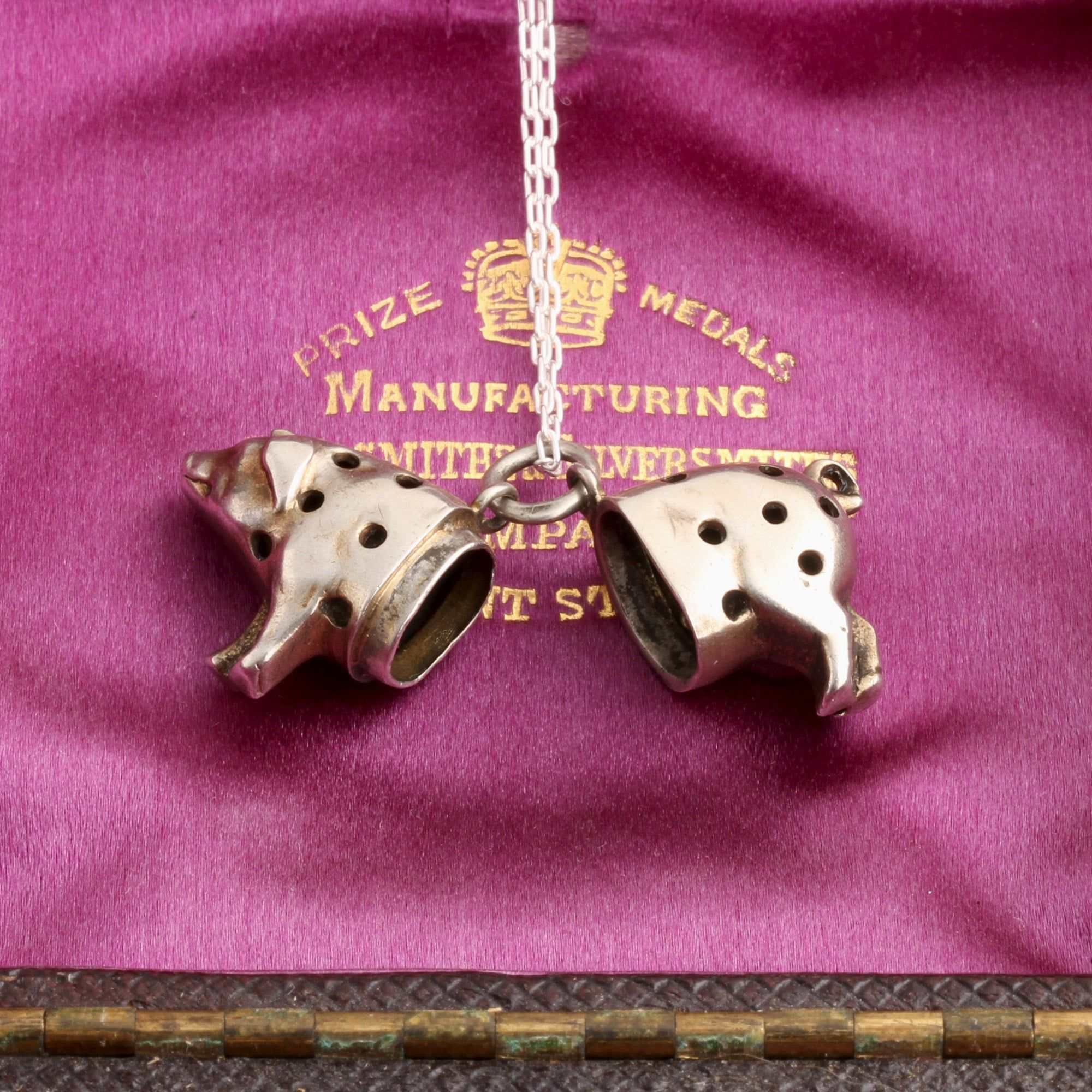 Victorian Lucky Pig Pomander Necklace
