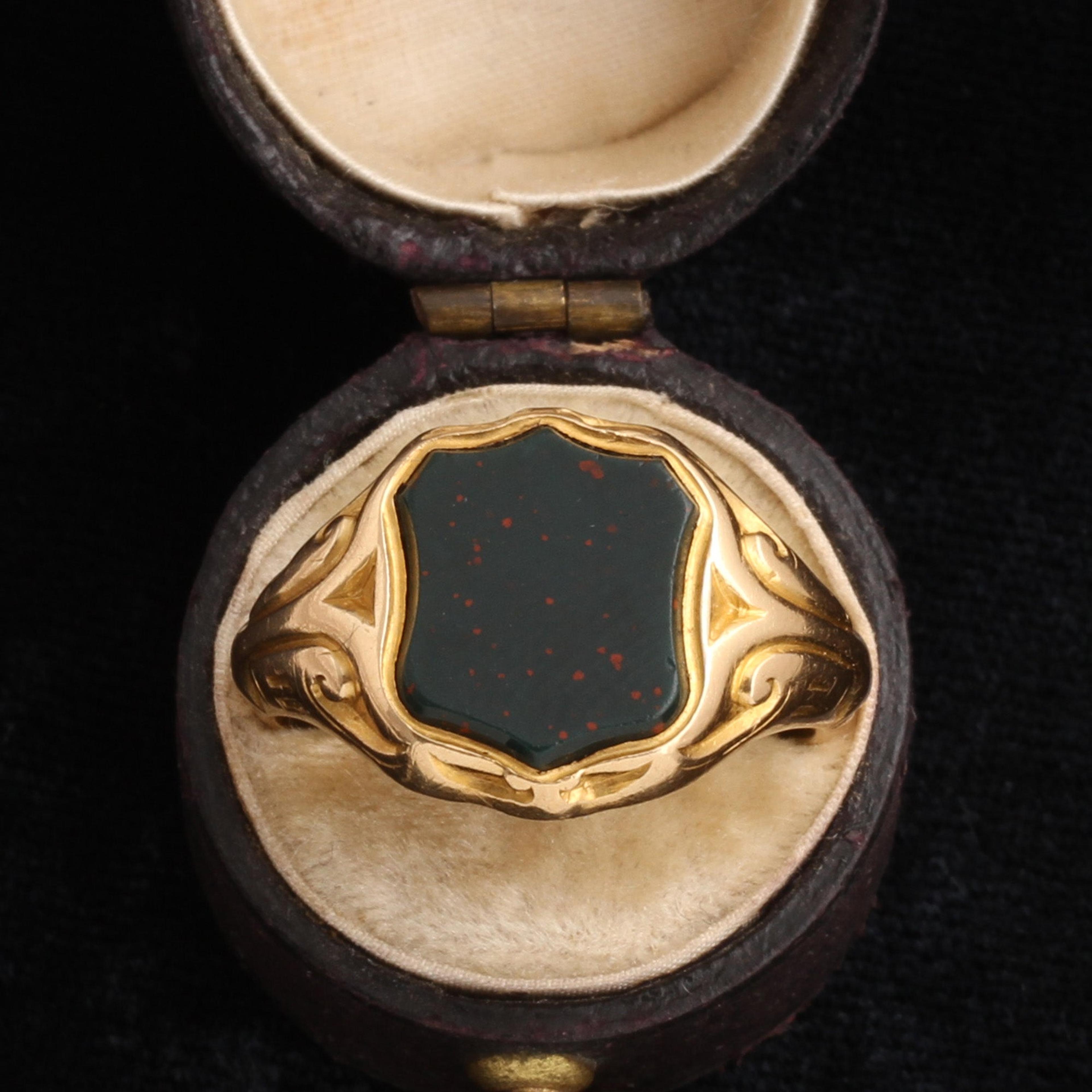 Victorian Bloodstone Shield Signet Ring