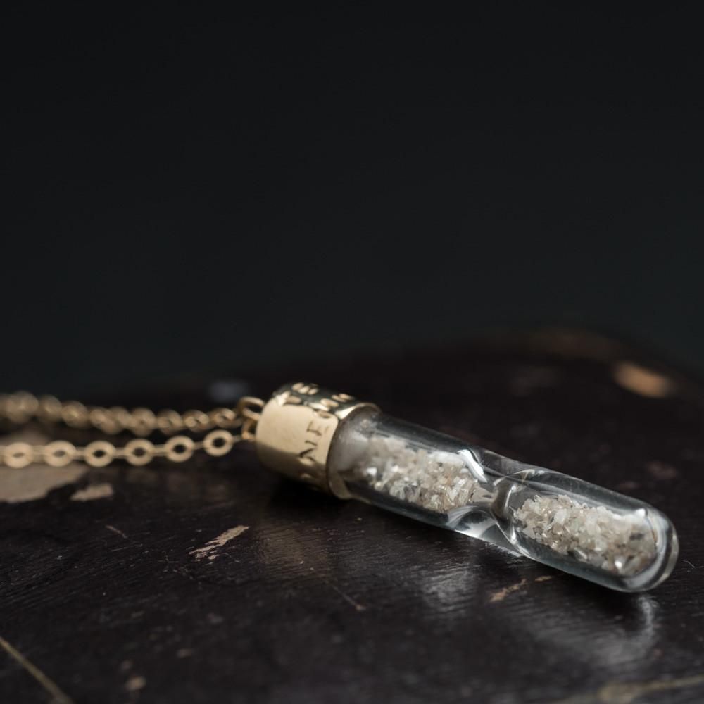 diamond dust hourglass pendant