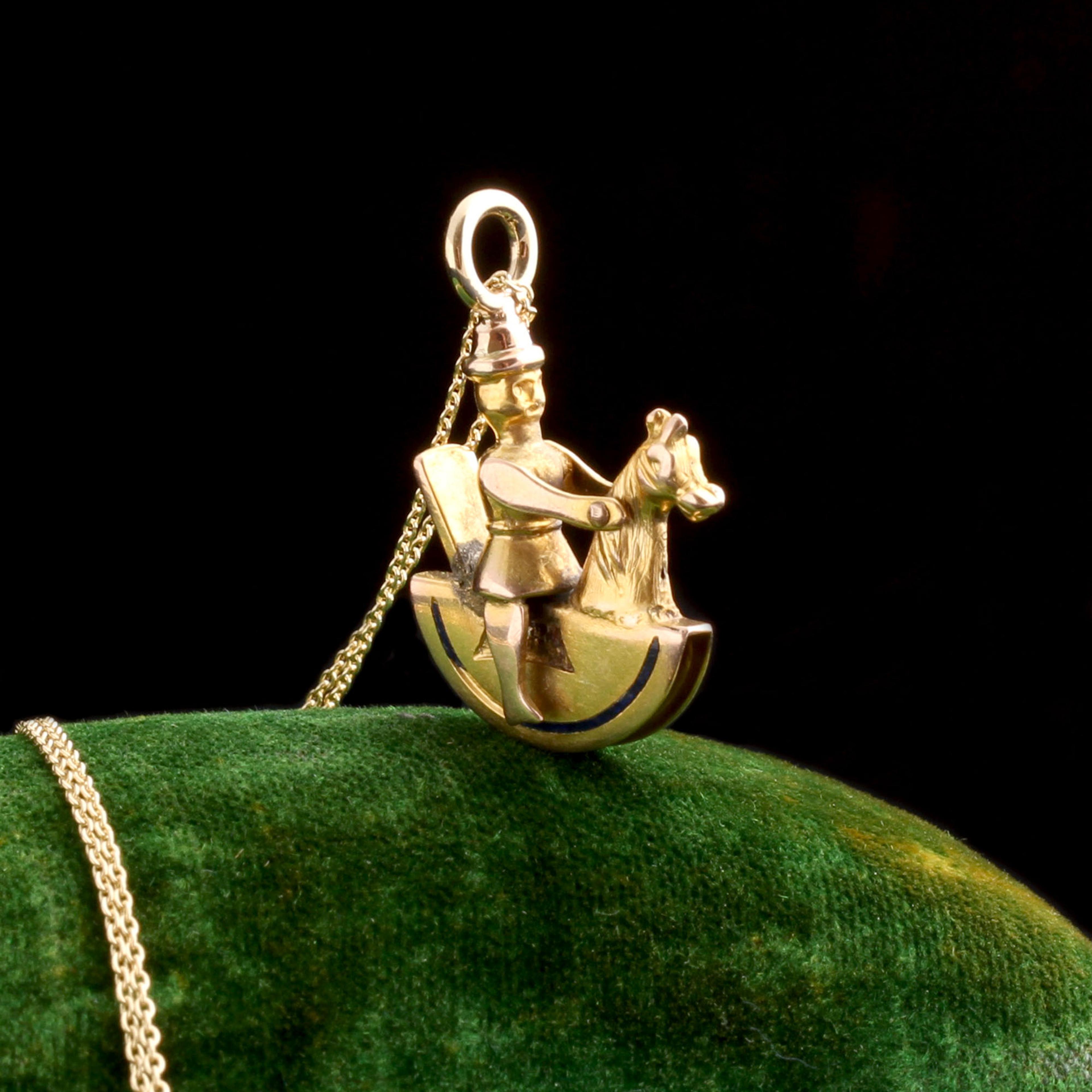 Detail of Victorian Rocking Horse & Rider Necklace