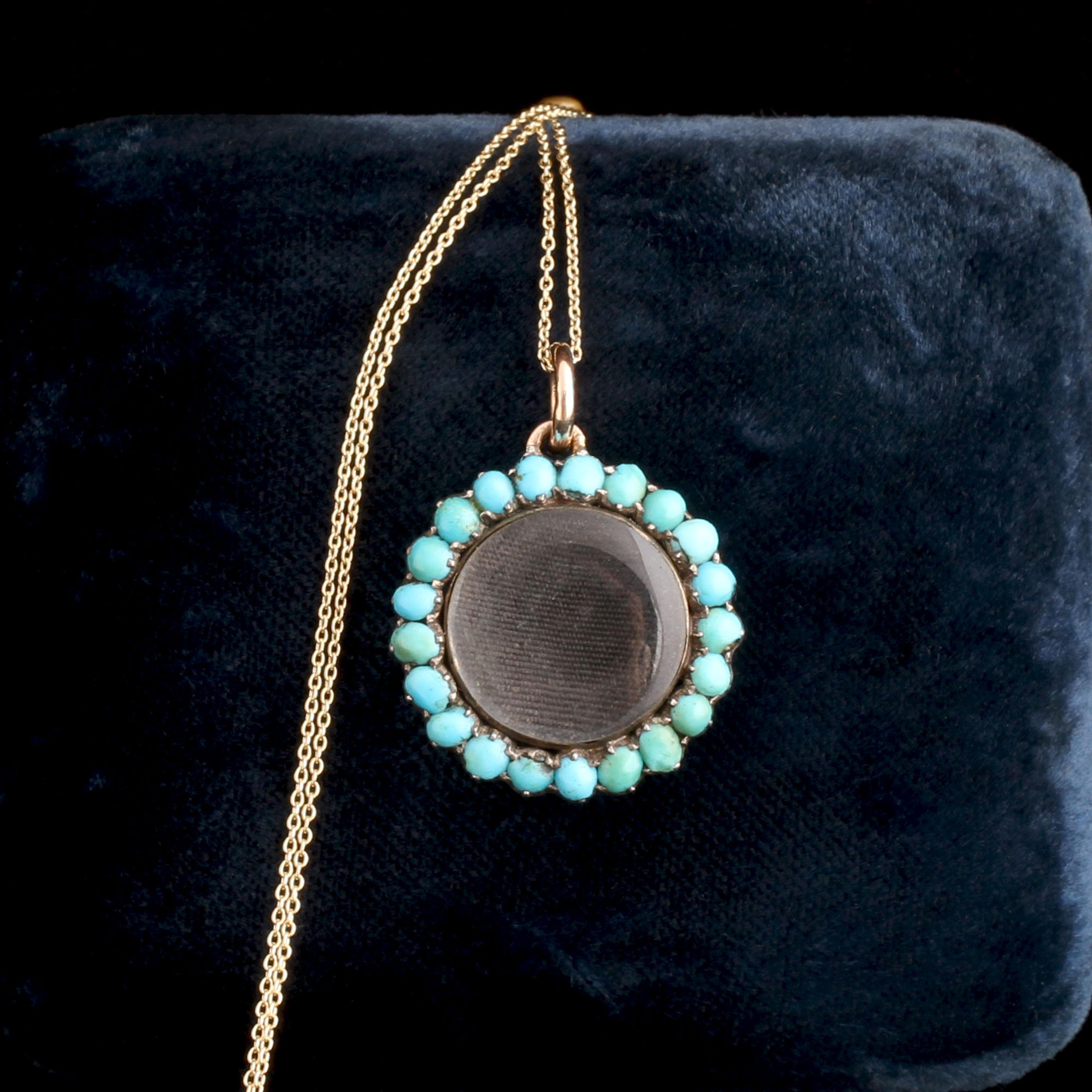 Victorian Princess Mary Turquoise Memorial Locket