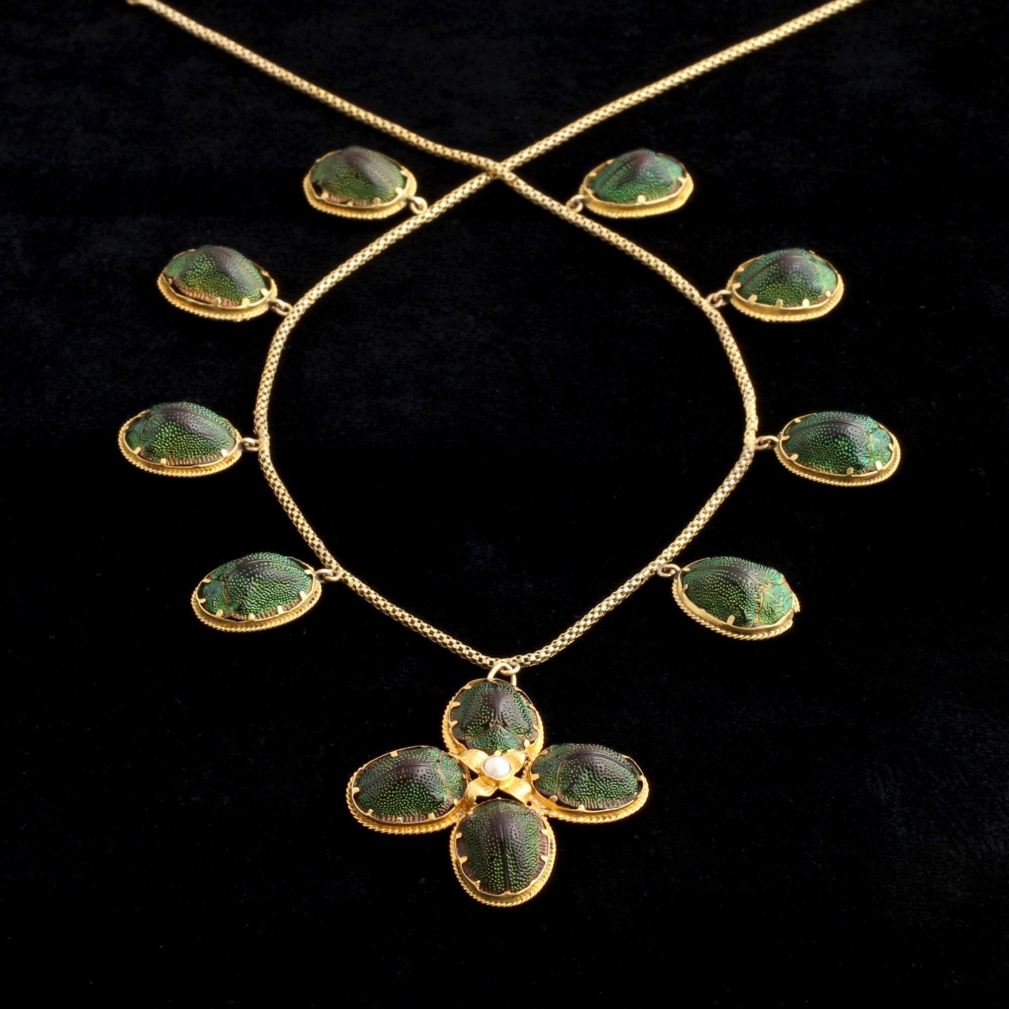 Victorian Scarab Fringe Necklace