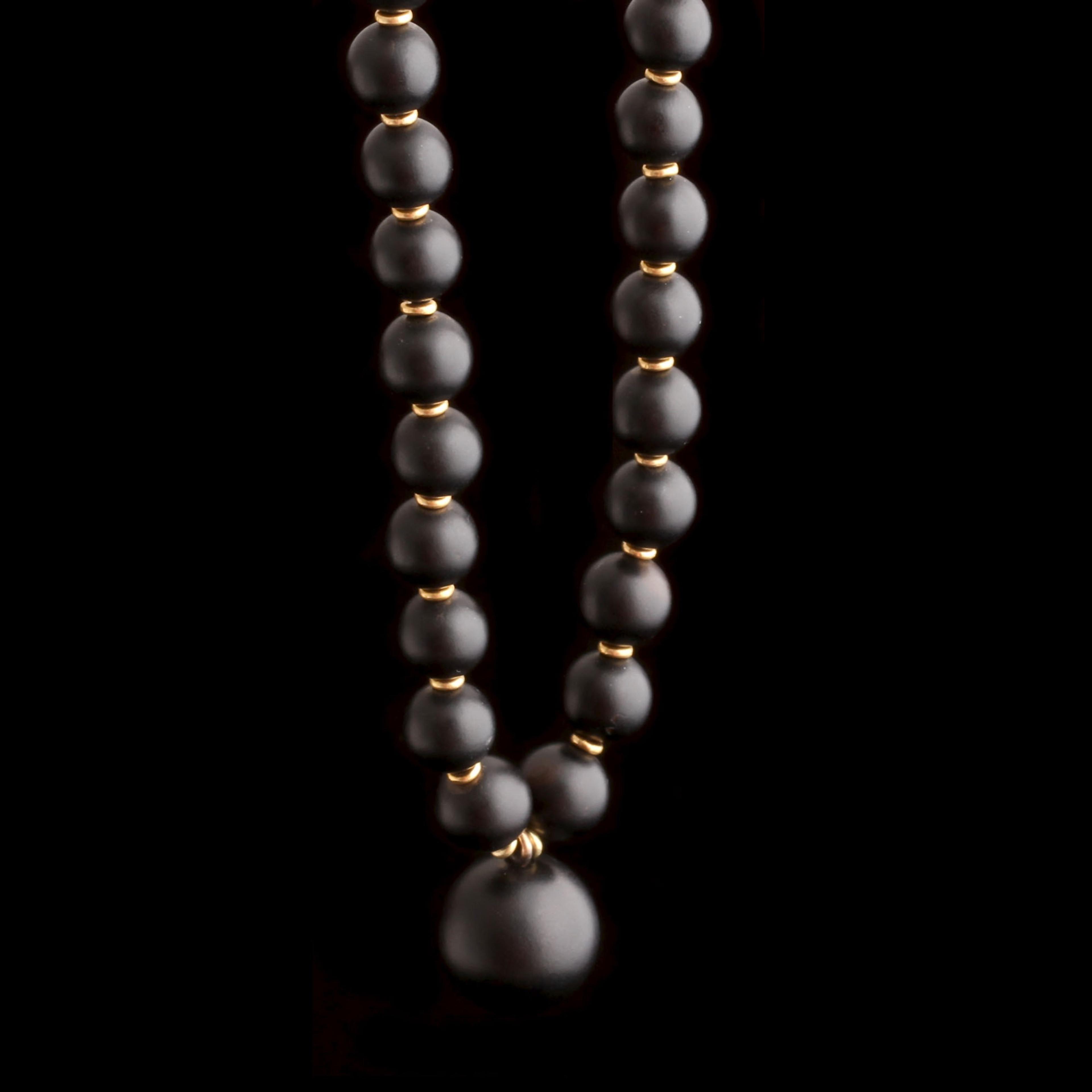 Victorian Onyx & Gold Bead Necklace