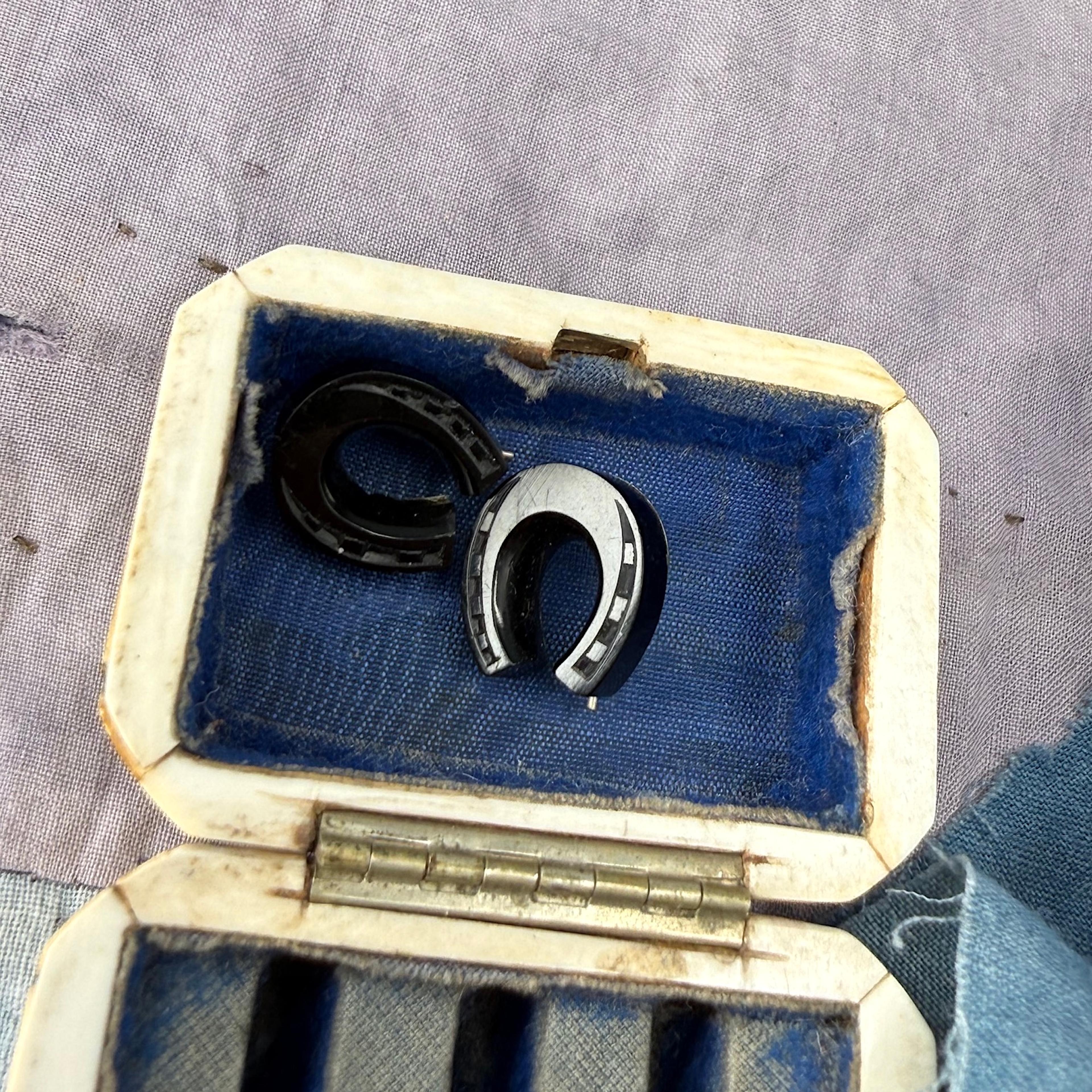 Celluloid "Jet" Horseshoe Earrings