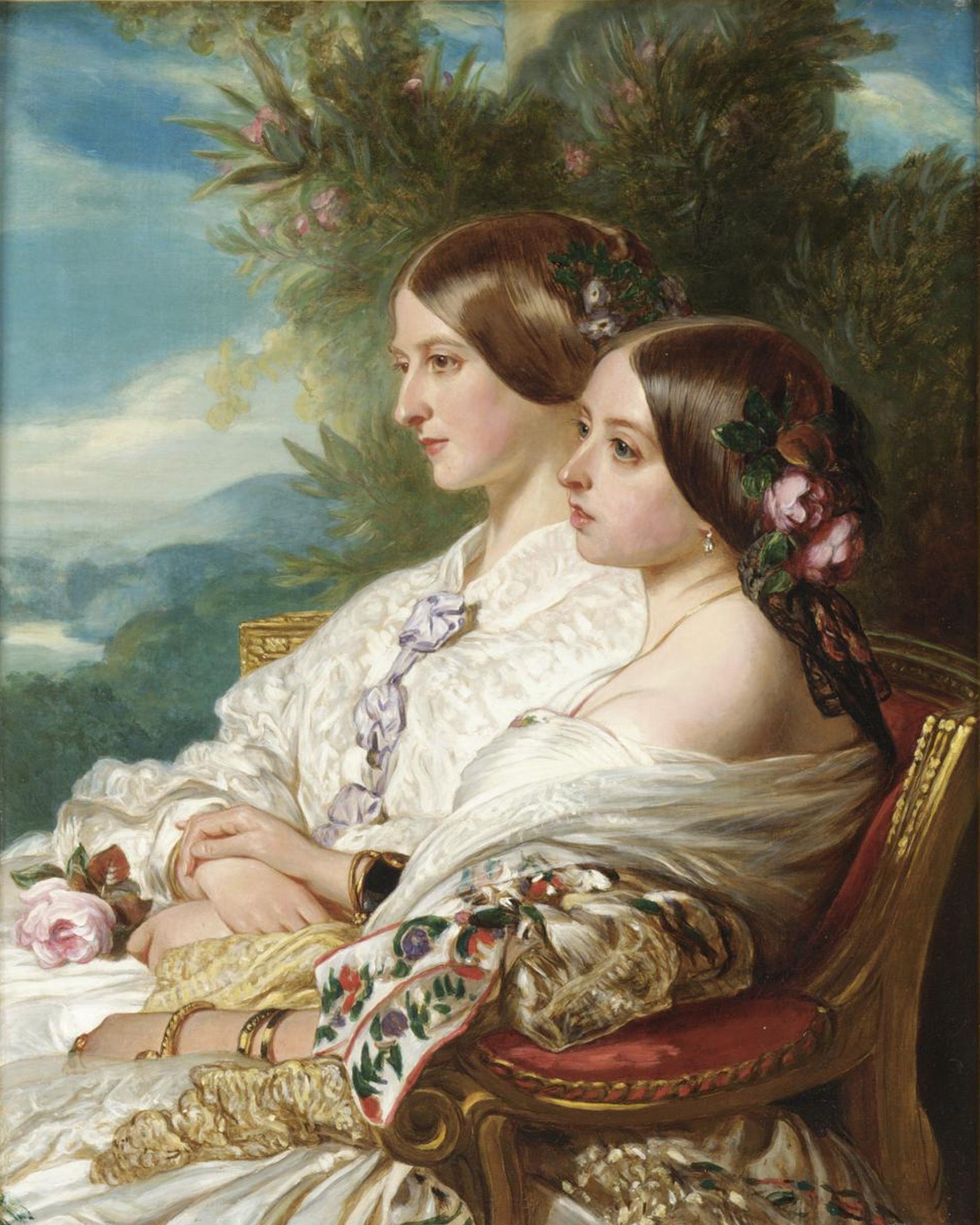 The cousins: Queen Victoria and Victoire, Duchesse de Nemours, 1852 by Franz Saver Winterhalter