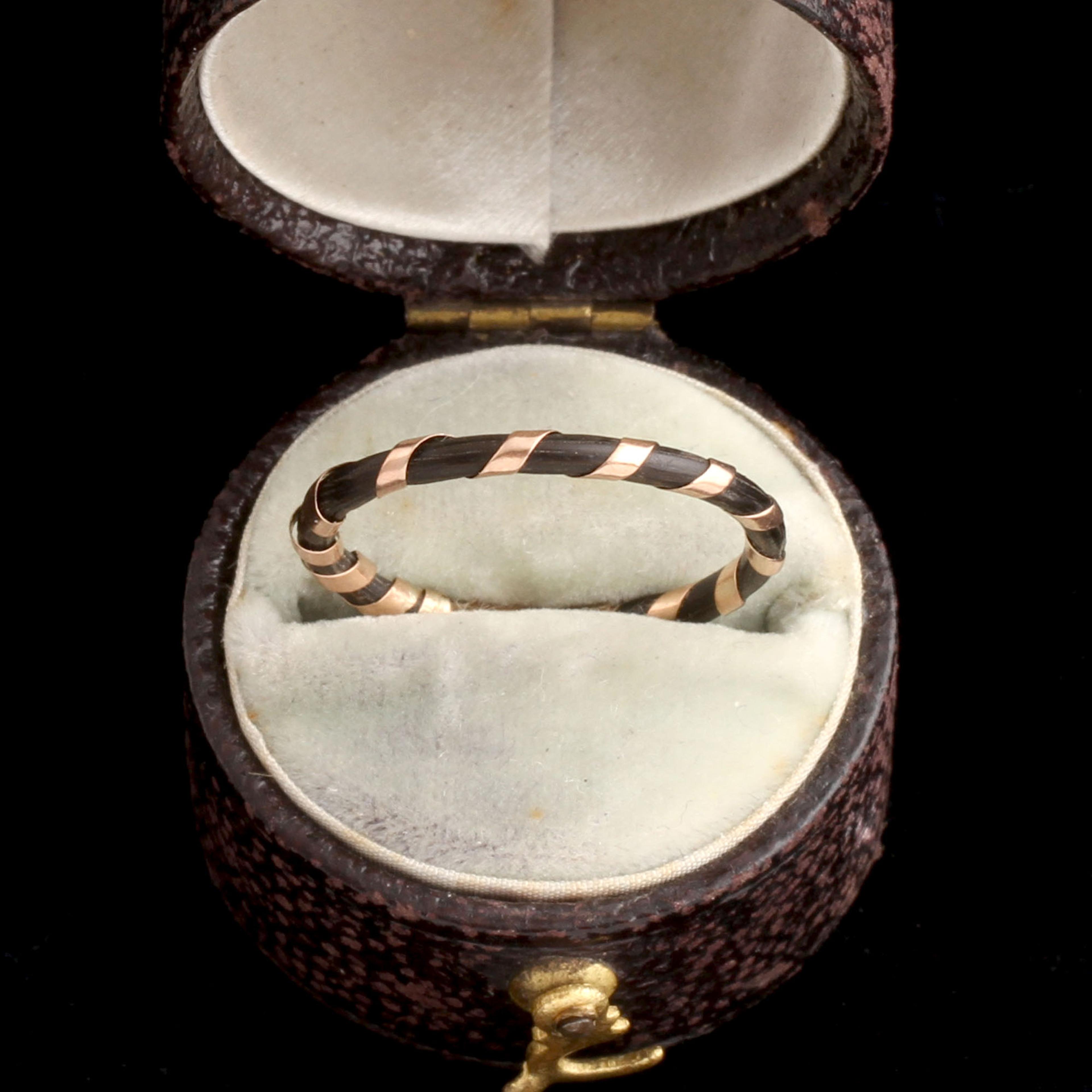 Victorian Gold Ribboned Elephant Hair Ring