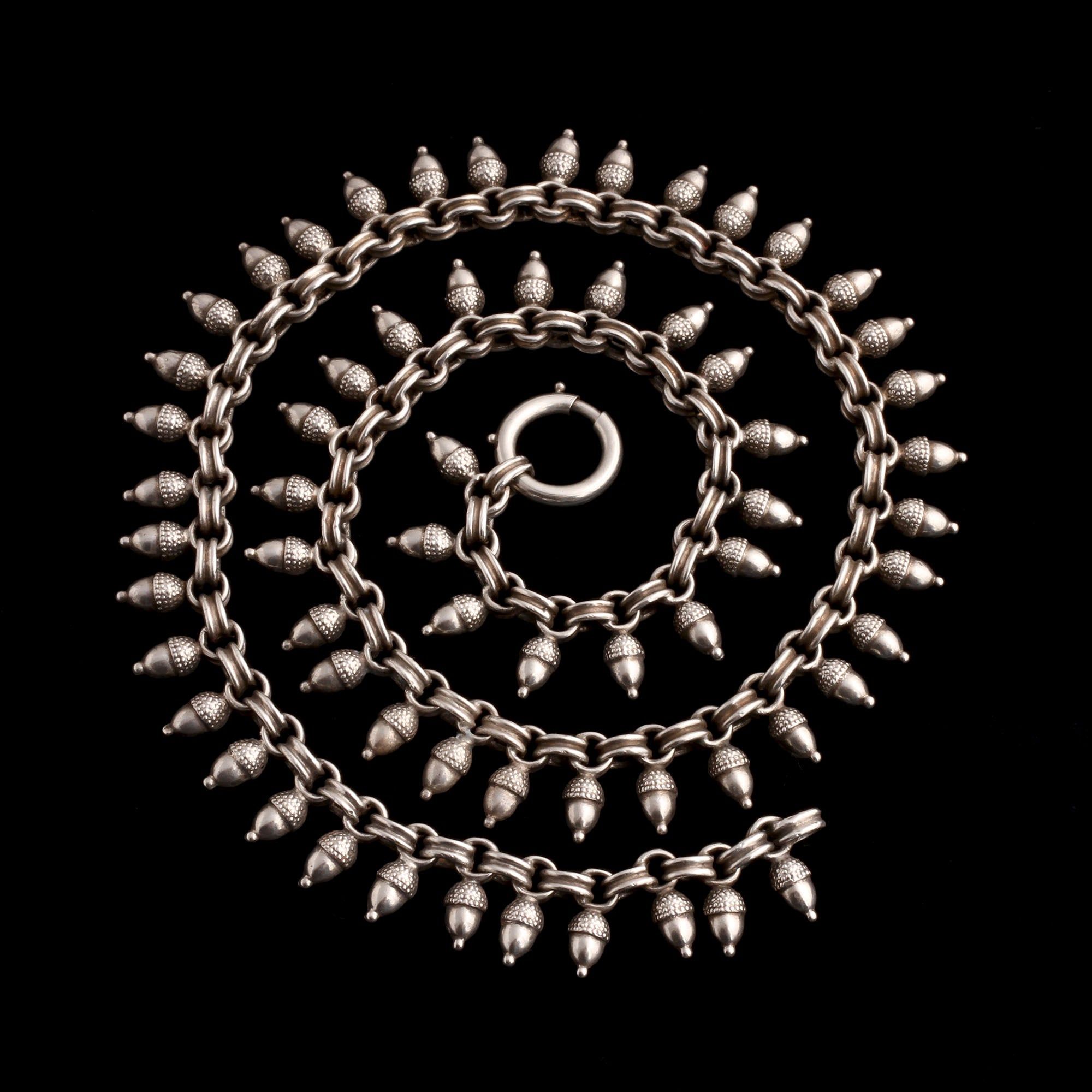 Victorian Silver Acorn Necklace